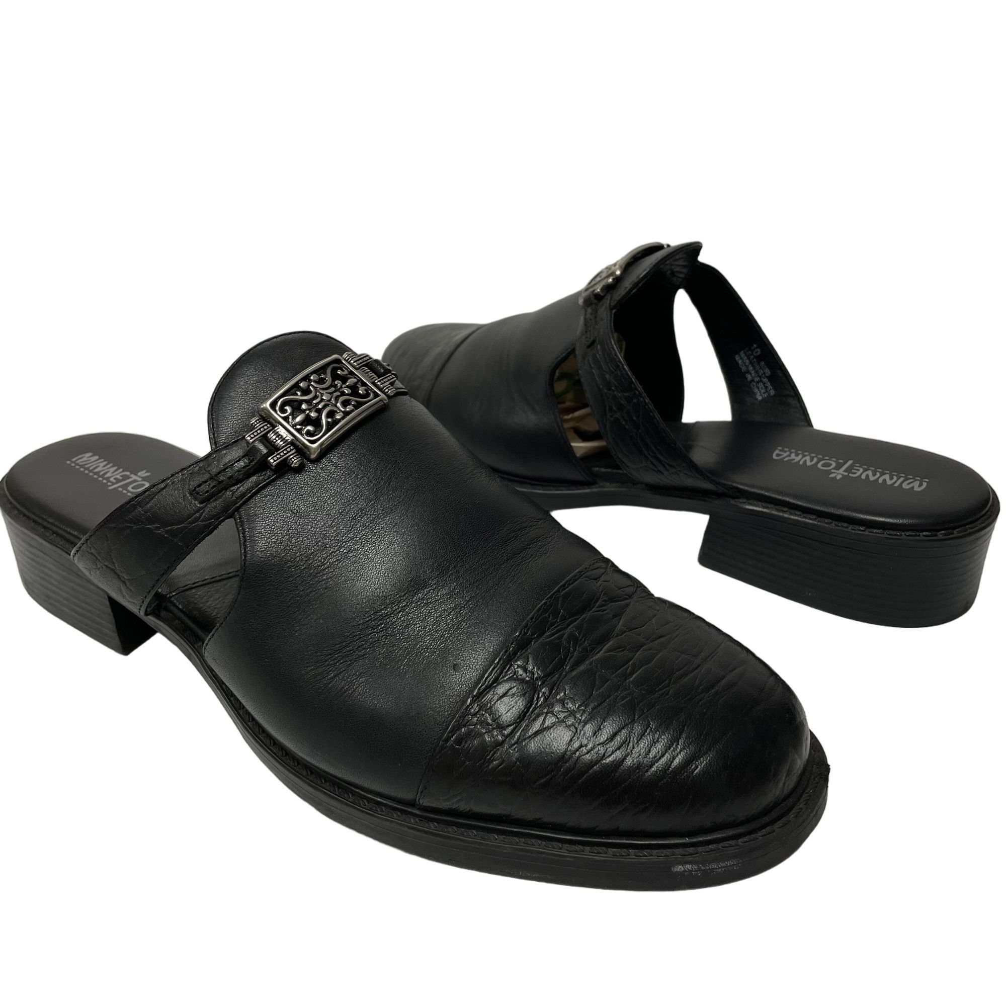 Minnetonka 90's Minnetonka 6050 Leather Alligator Grain Cap Toe Mules Size US 10 / IT 40 - 1 Thumbnail