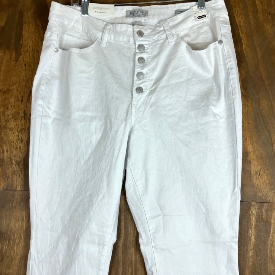 Vintage Judy Blue Womens Jeans White High Waist Skinny Button Fly Stretch 14W Size 36" / US 14 / IT 50 - 2 Thumbnail