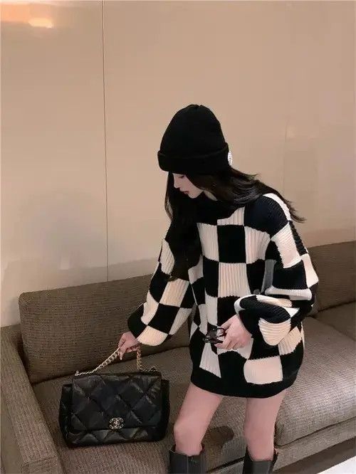 Japanese Brand Long Sleeve Plaid Sweater Size ONE SIZE - 7 Thumbnail