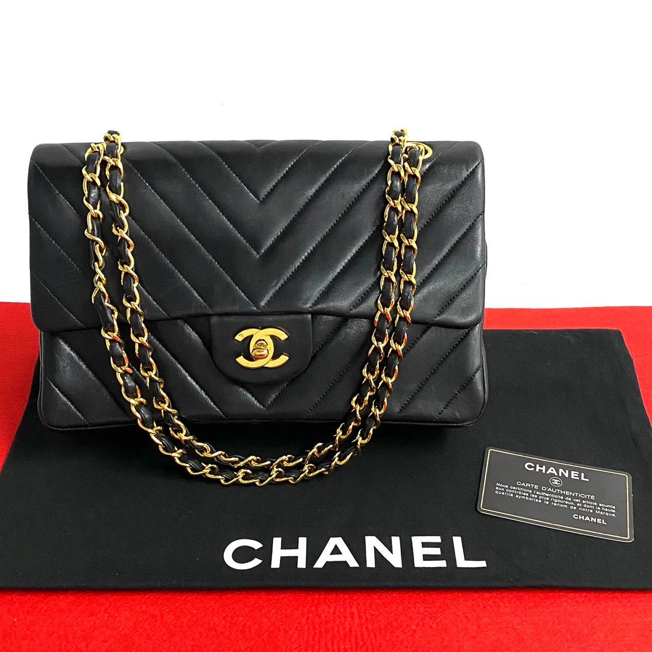 Chanel Chanel V Stitch Lambskin Shoulder Bag Leather Shoulder Bag in Black, Women's