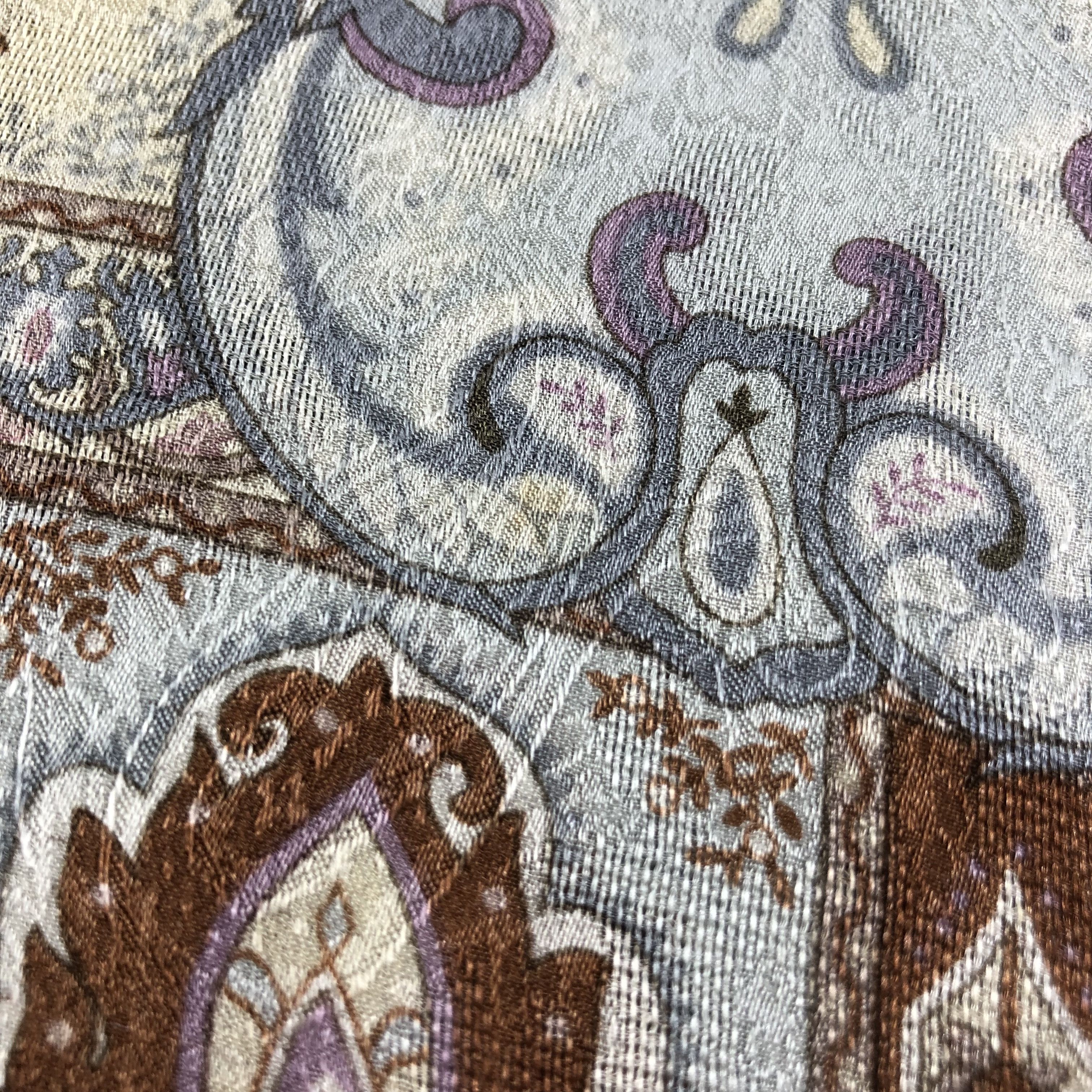 Vintage Luxury Paislee Design Silk Stole Silk Scarf M645 Size ONE SIZE - 5 Thumbnail
