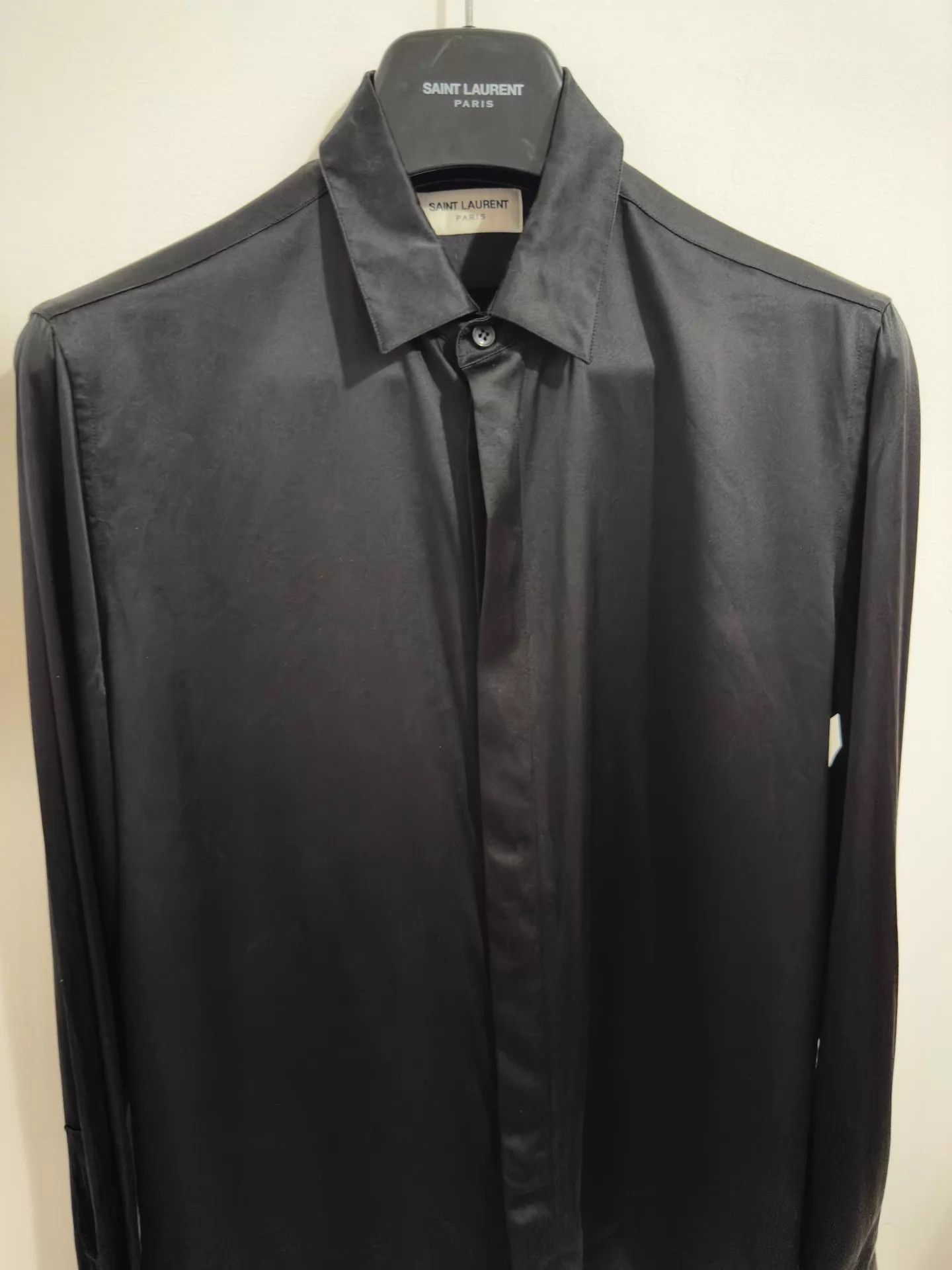 Saint Laurent Paris Saint Laurent 23FW Satin Silk Black Panther Shirt 37 XS Size US XS / EU 42 / 0 - 2 Thumbnail