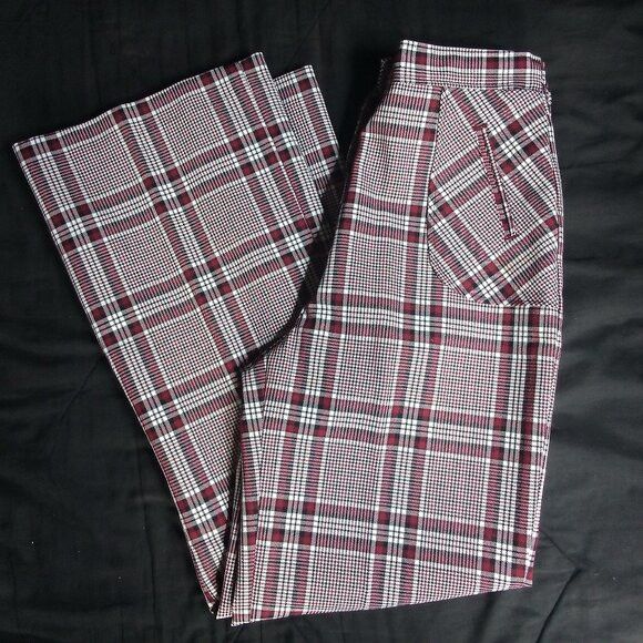 Other Deadstock Vintage K-Mart Mod Plaid Polyester Pants Flared Size 32" / US 10 / IT 46 - 1 Thumbnail