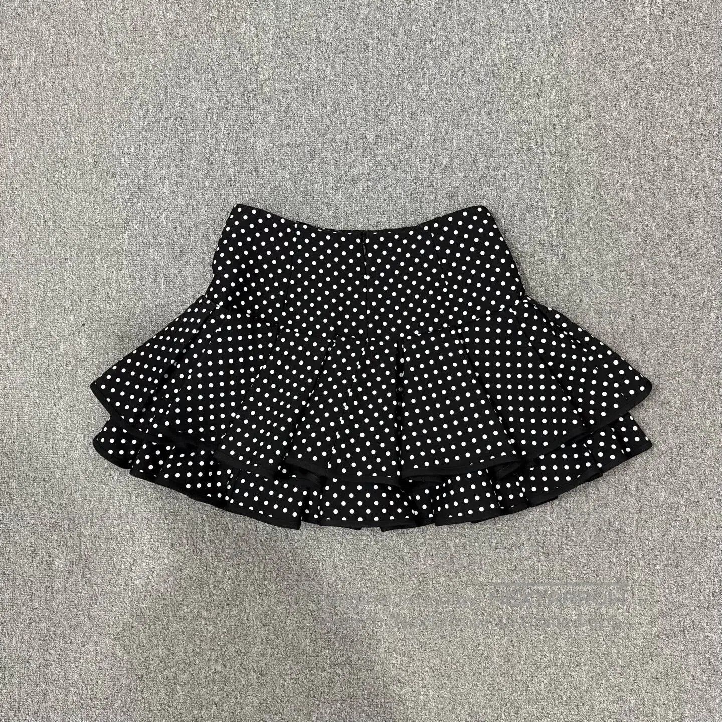 Valentino Valentino Black Polka Dot Silk-Wool Skirt. Size 39" - 2 Thumbnail