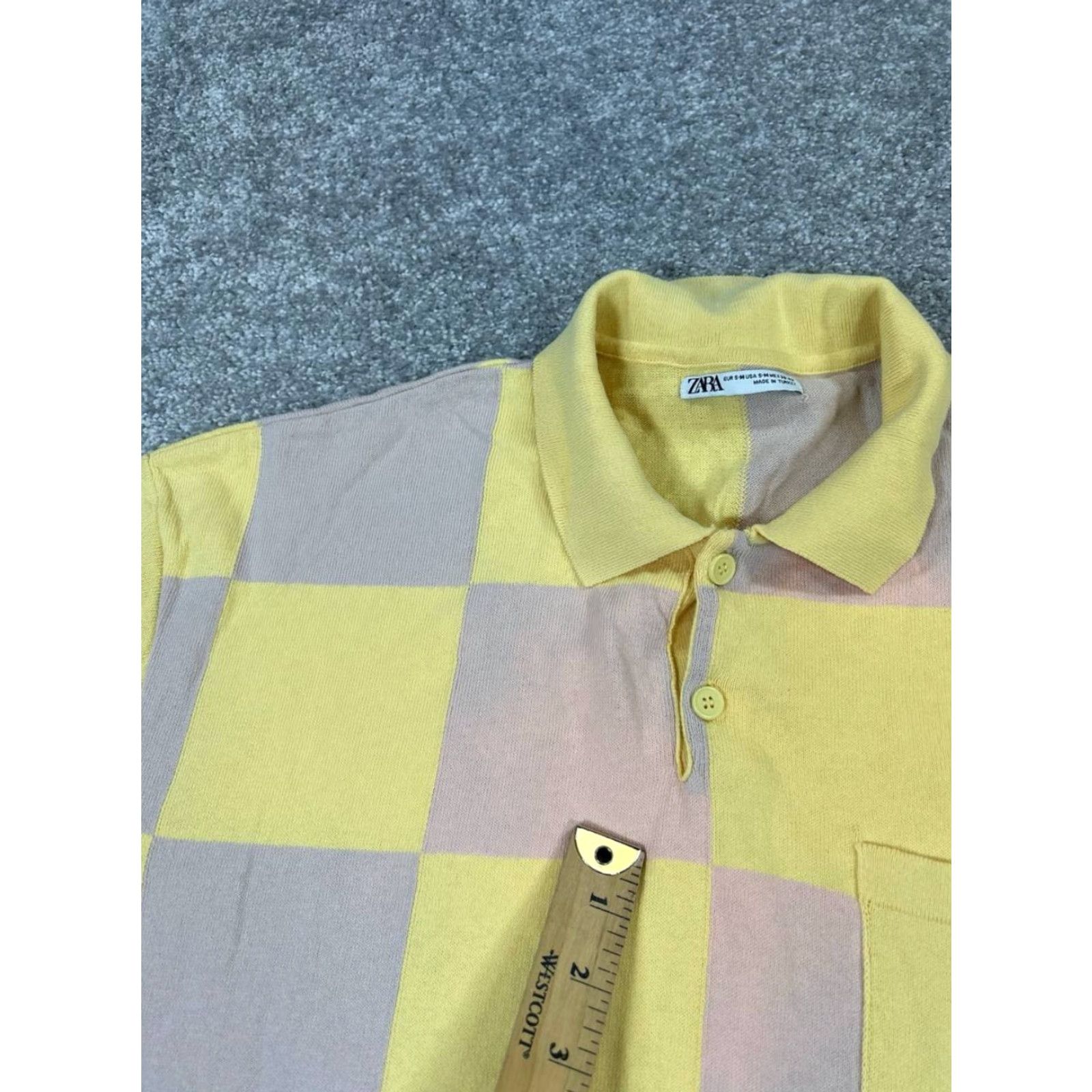 Zara Zara Polo Shirt Mens Small Yellow Cotton Knit * User: Zara Polo Shirt Mens Small Yellow Check Cotton Knit * Size US S / EU 44-46 / 1 - 6 Thumbnail