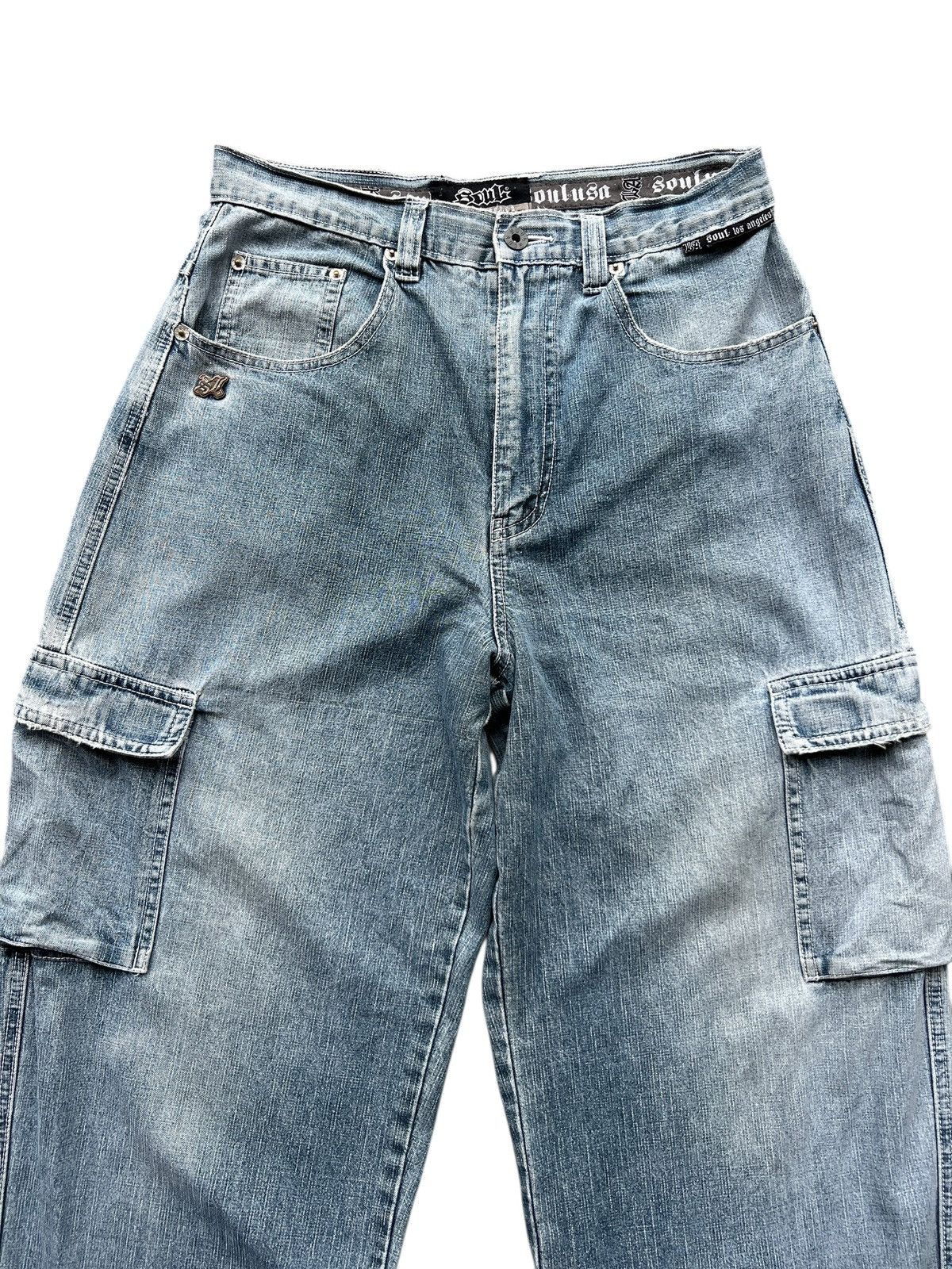 Japanese Brand Y2K Los Angeles Soul Distressed Wide Baggy Pants Size US 31 - 4 Thumbnail