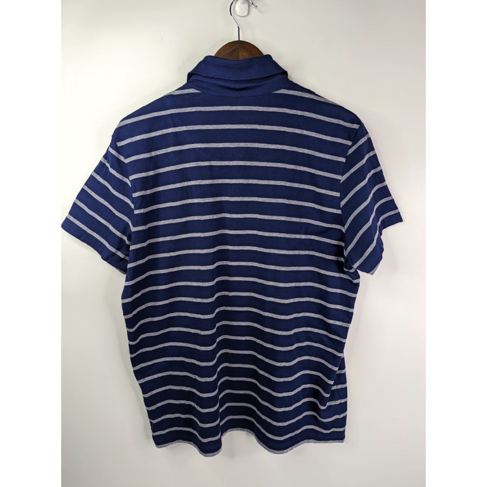 Hugo Boss HUGO BOSS Polo Shirt Men's XL Blue White Striped Peru Cotton Short Sleeve Size US XL / EU 56 / 4 - 2 Thumbnail
