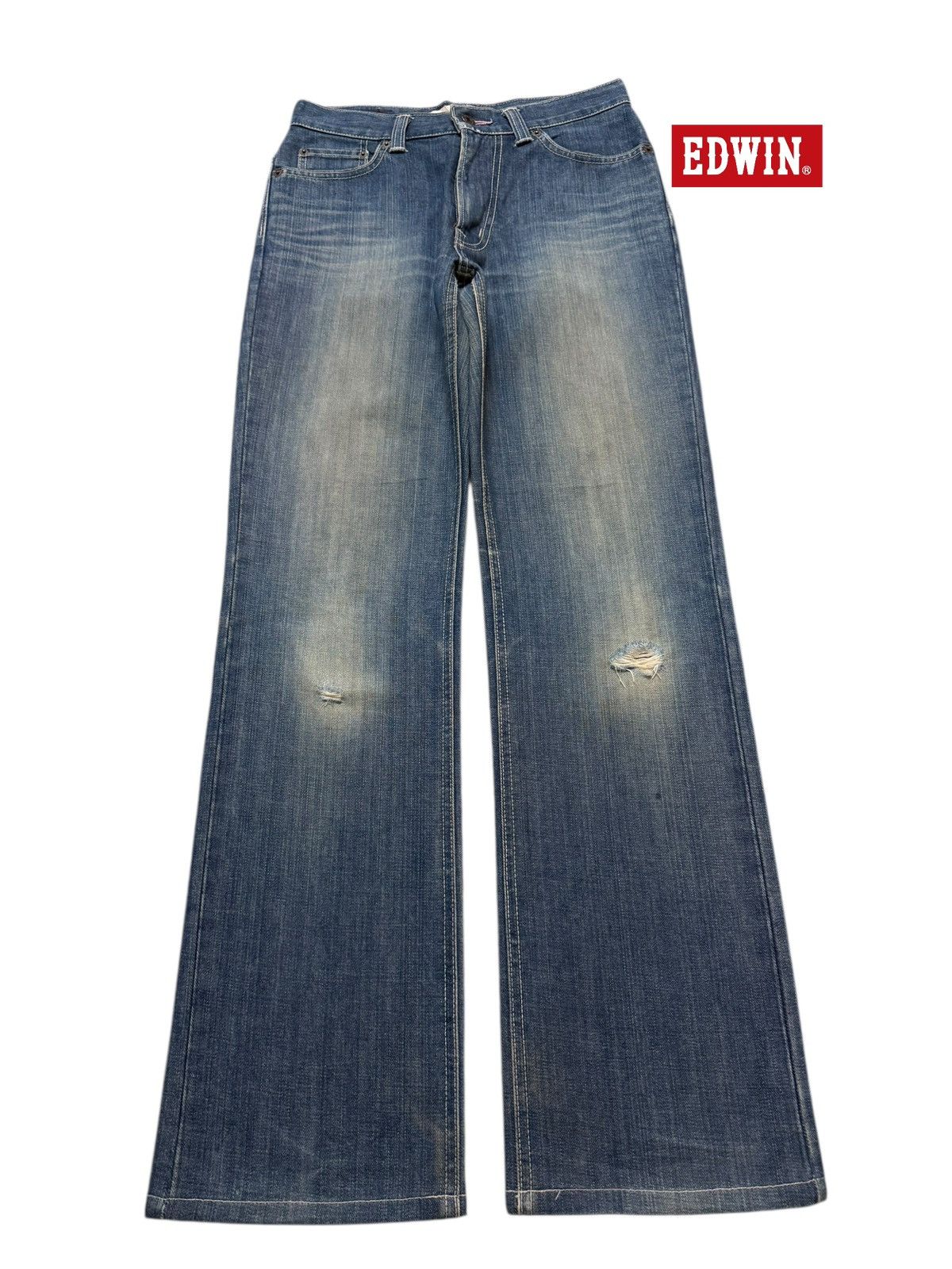 Edwin Vintage 90s Edwin Classic Blue Faded Wash Distress Jeans Size 28" / US 6 / IT 42 - 1 Thumbnail