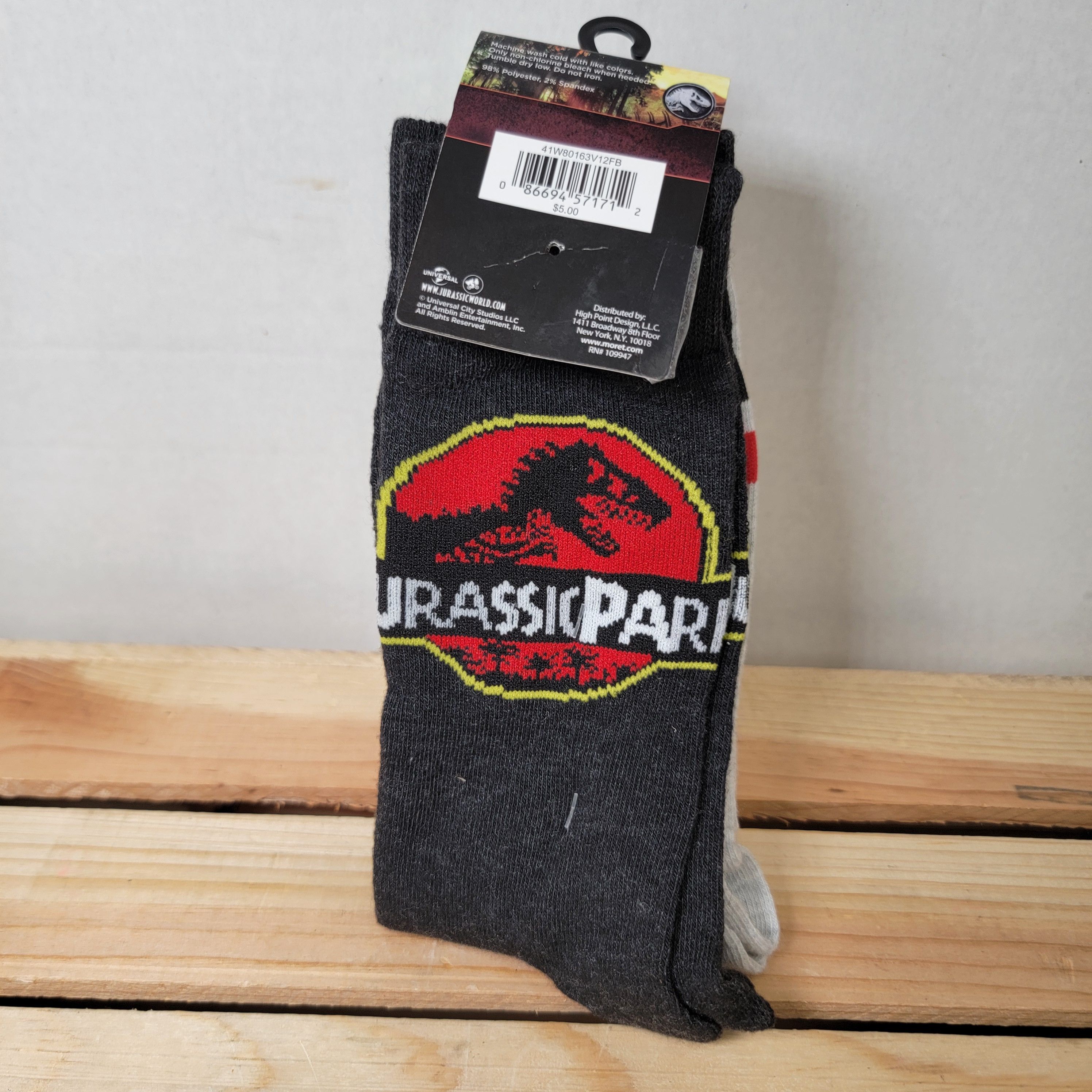 Other 2 Pair Jurassic Park Unisex Adult Crew Socks - 6.5 - 12 NWT Size ONE SIZE - 3 Thumbnail