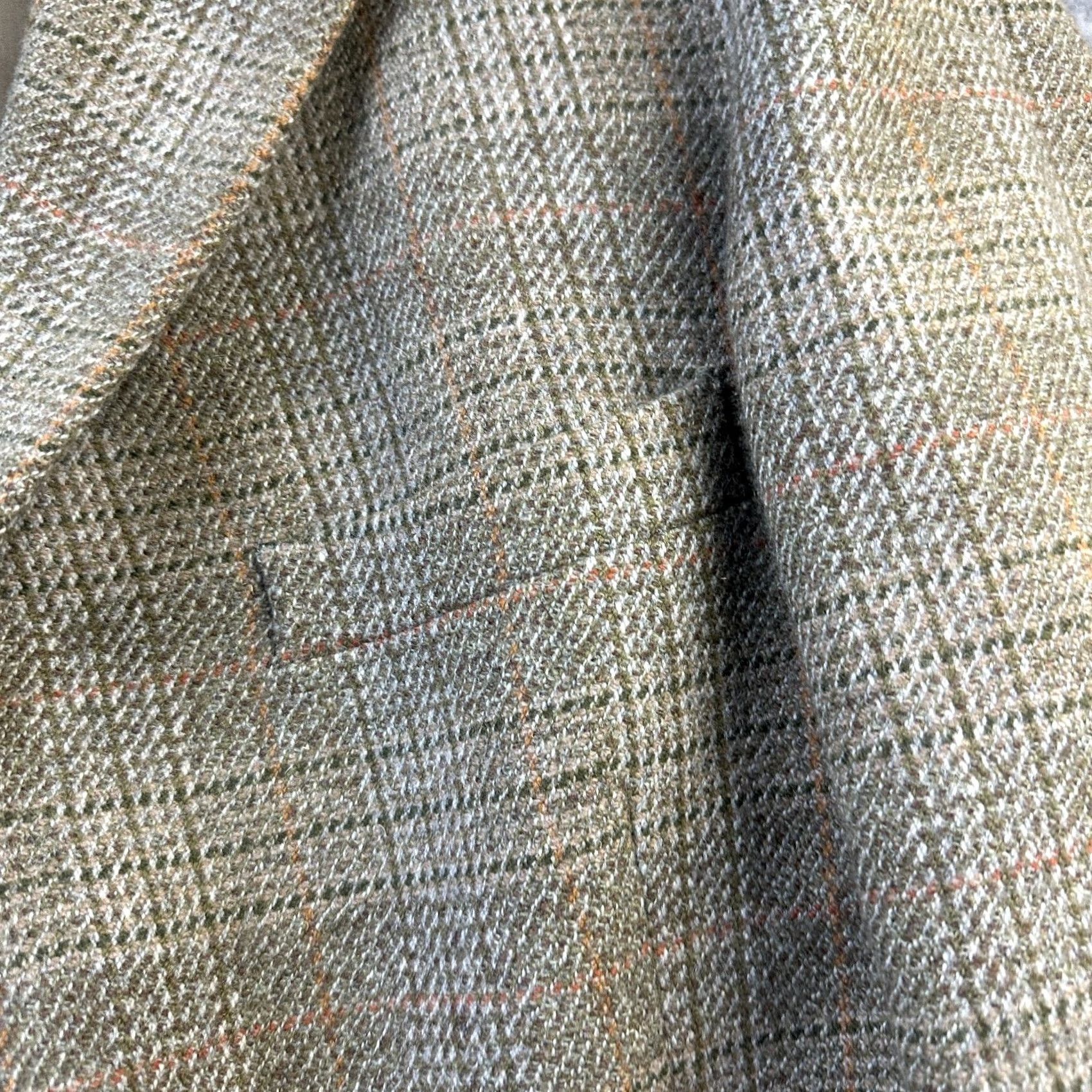 CO Dunn & Co Blazer Mens 46 Green Tweed Glen Plaid Wool Jacket Blazer Vintage Notch 2-Button Single-Breasted Regular Mar 46 Green Mens Size 46R - 7 Thumbnail