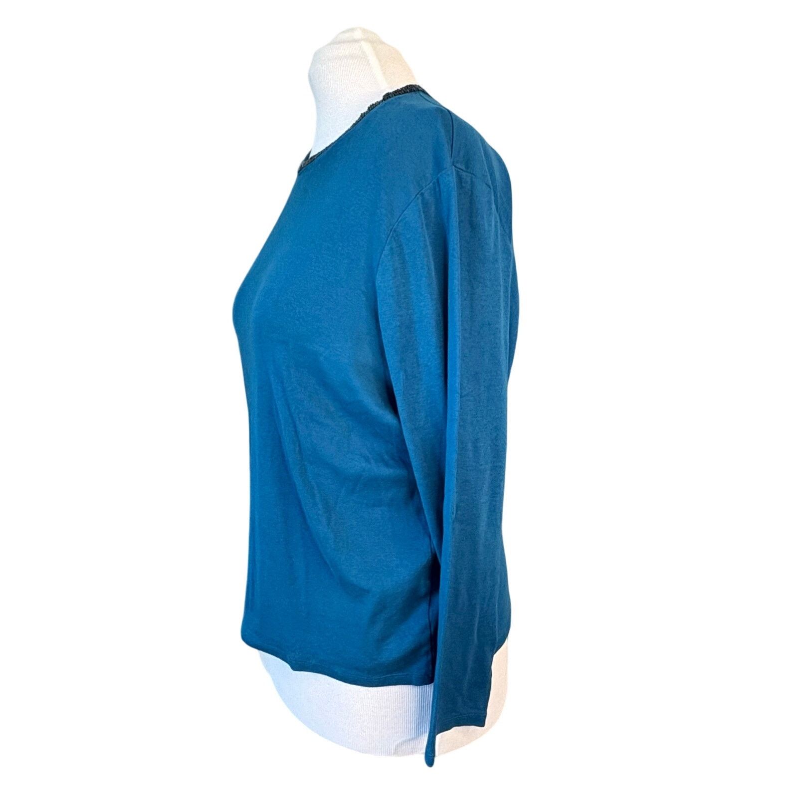 Other Talbots Beaded Long Sleeve Robins Blue Cotton Shirt 3XL Size L / US 10 / IT 46 - 2 Thumbnail