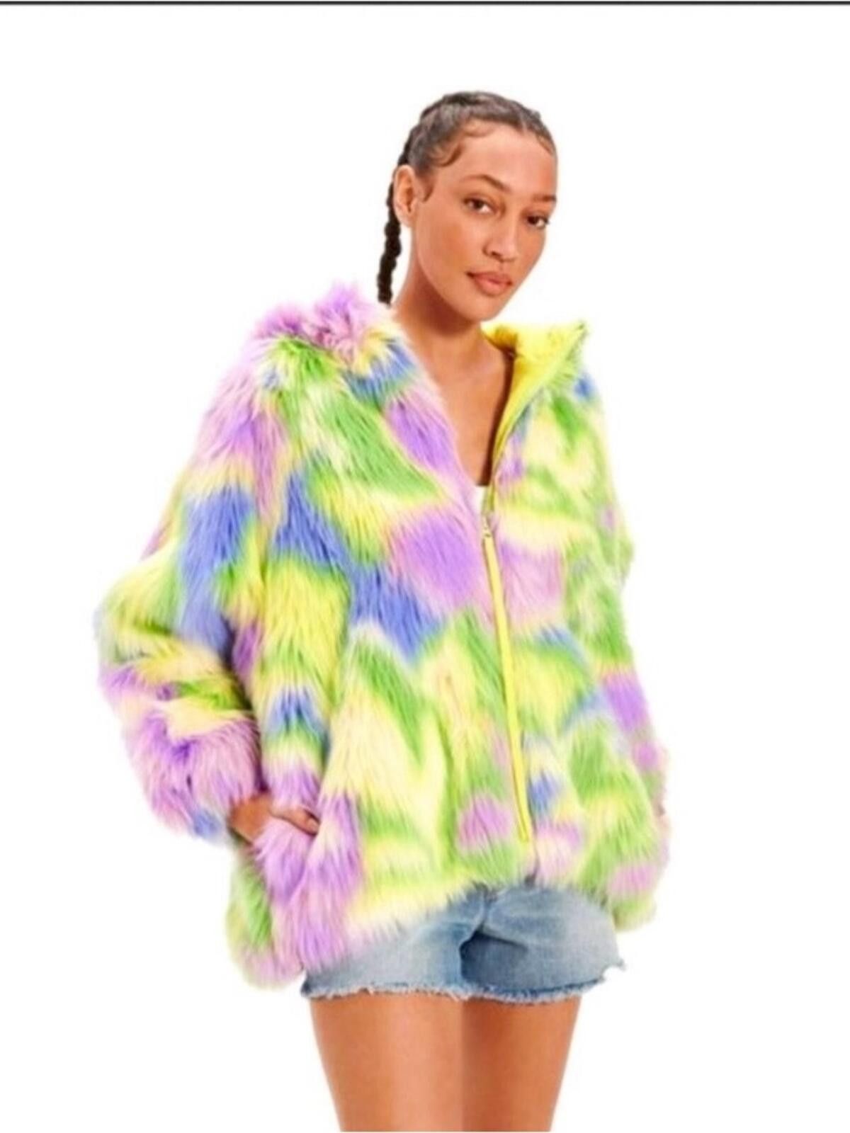 Ugg UGG Multicolor Tie-dye Faux Fur Zip-up Jacket Size L / US 10 / IT 46 - 2 Thumbnail