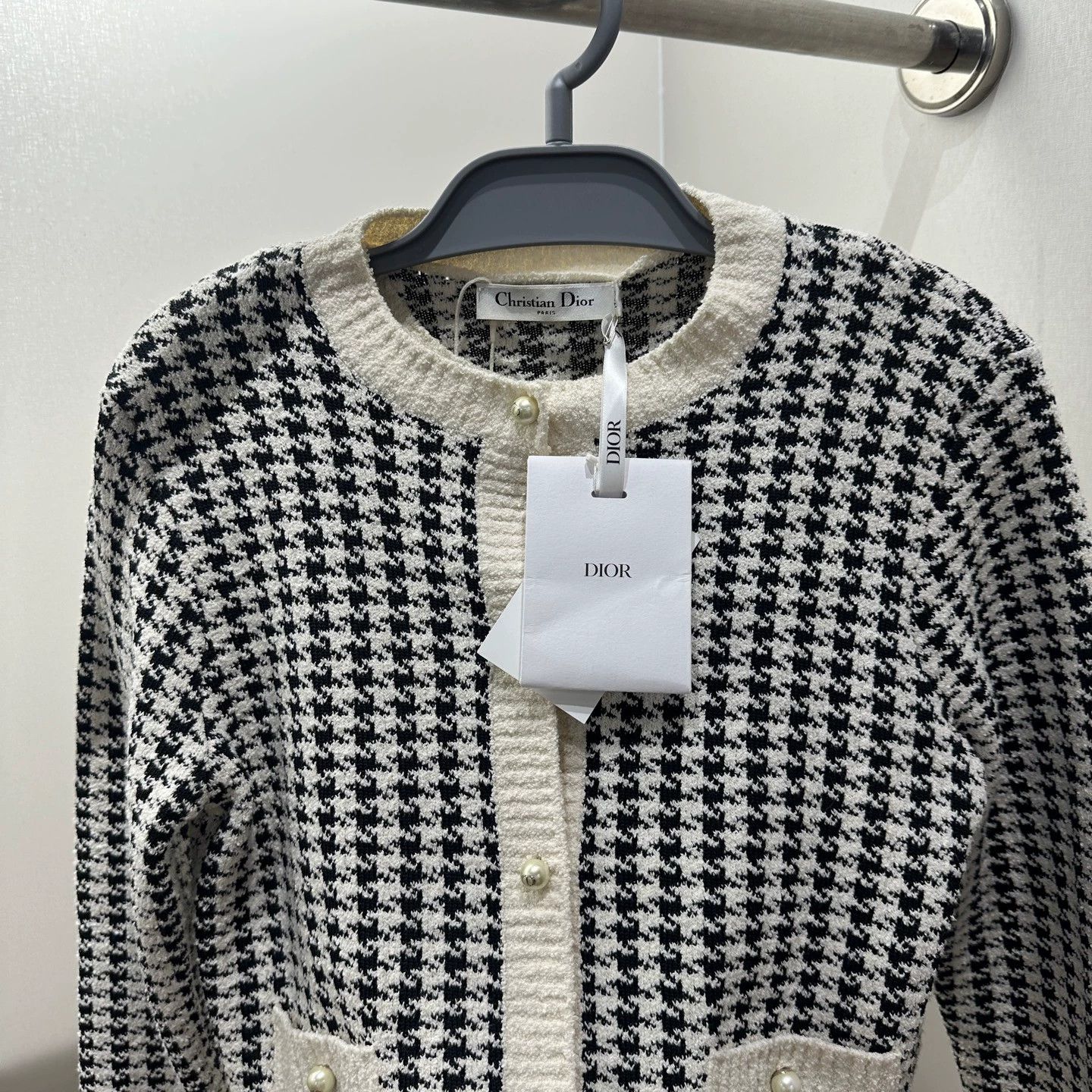 Christian Dior Monsieur Dior Houndstooth CD Pearl Knit Two-Piece Set Women's 36 New Size XS / US 0-2 / IT 36-38 - 6 Thumbnail