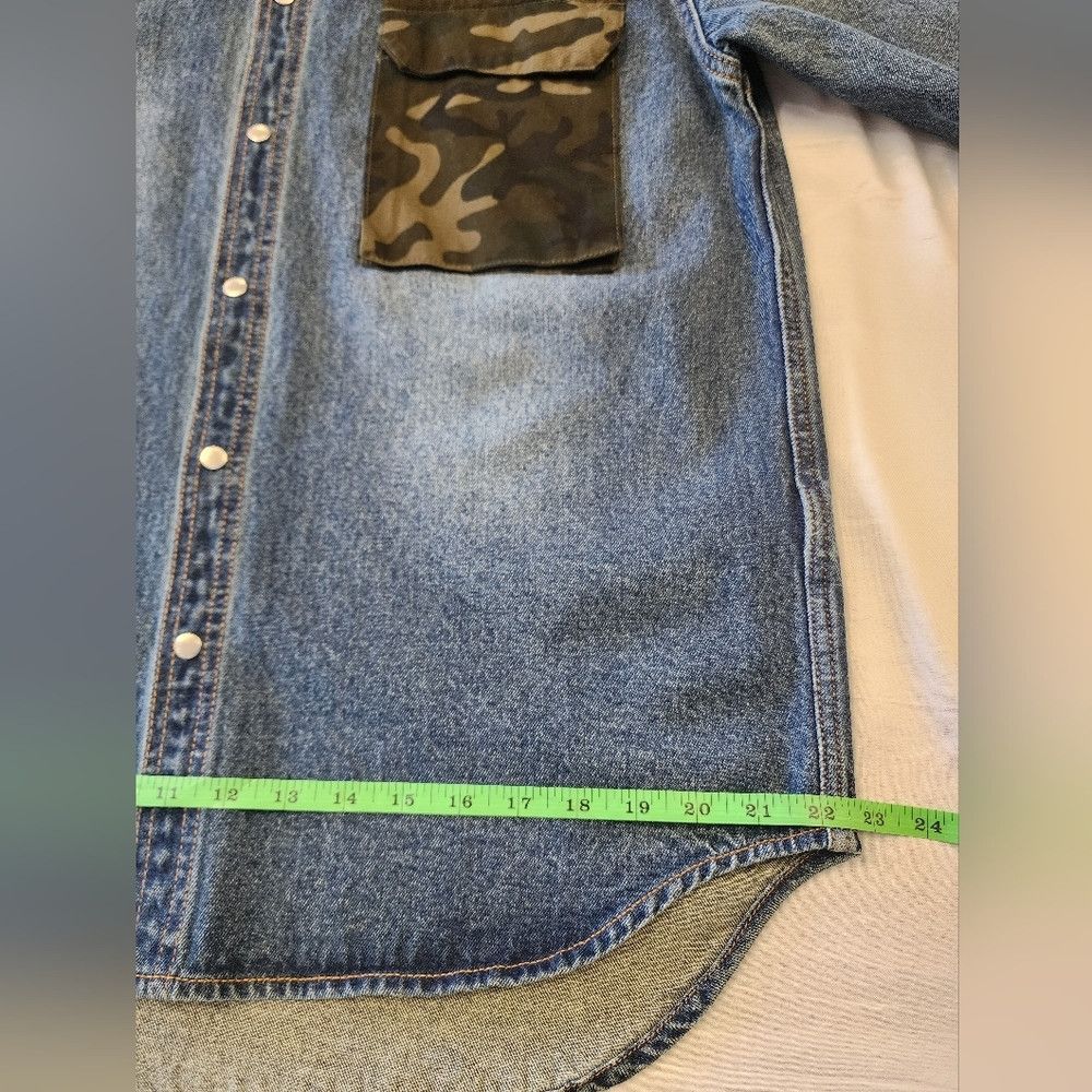 Other Five CM Blue Denim Jean Button Front Shacket Camo Shirt Size US S / EU 44-46 / 1 - 6 Thumbnail