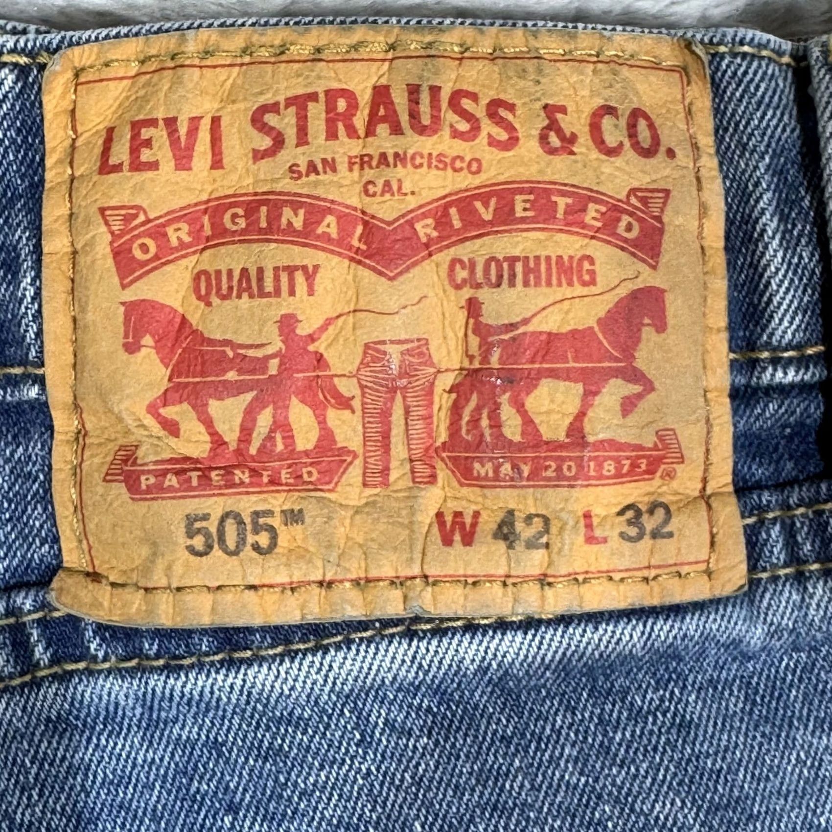Levi's Levi’s 505 Men’s Jeans Blue Denim Stretch Mid-Rise Straight 42 x 32 Regular Straight Jeans Mens Size US 42 / EU 58 - 3 Thumbnail