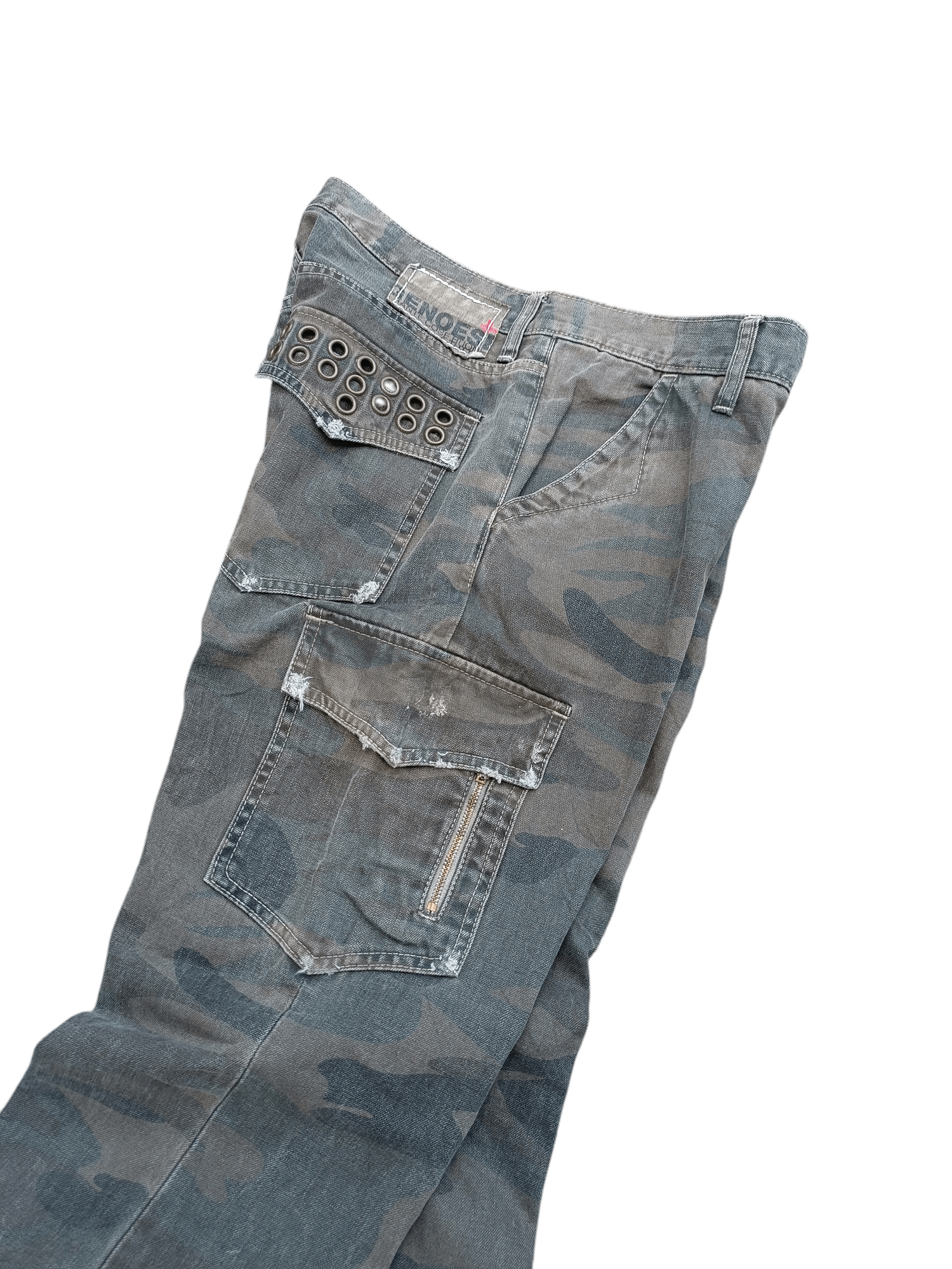 Japanese Brand FLARED💥Genoese Okayama Distressed Multi Pocket Camo Pant Size US 31 - 16 Thumbnail