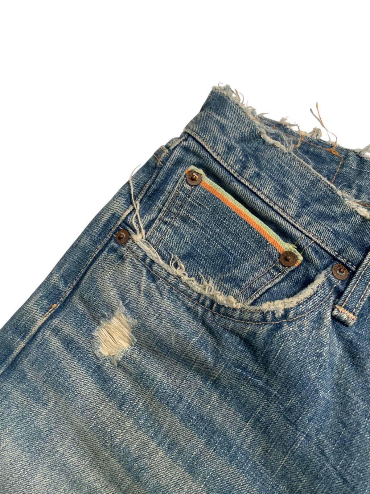 Kapital VINTAGE EDWIN 505S SELVEDGE PUNK SHORT DISRESSED DENIM Size US 32 / EU 48 - 11 Thumbnail