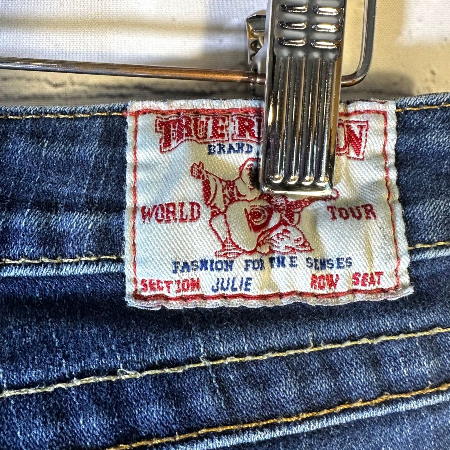 True Religion VINTAGE? False. Actually: True Religion Julie Skinny Jeans Dark Wash Low Rise Flap Pocket Womens Size 29 Size 29" - 6 Thumbnail
