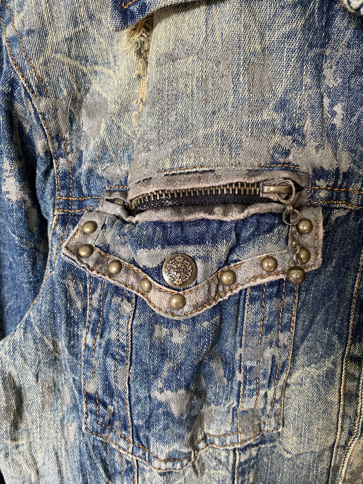 In The Attic Distressed mud wash zipper hoodie Punk button up Size US M / EU 48-50 / 2 - 7 Thumbnail