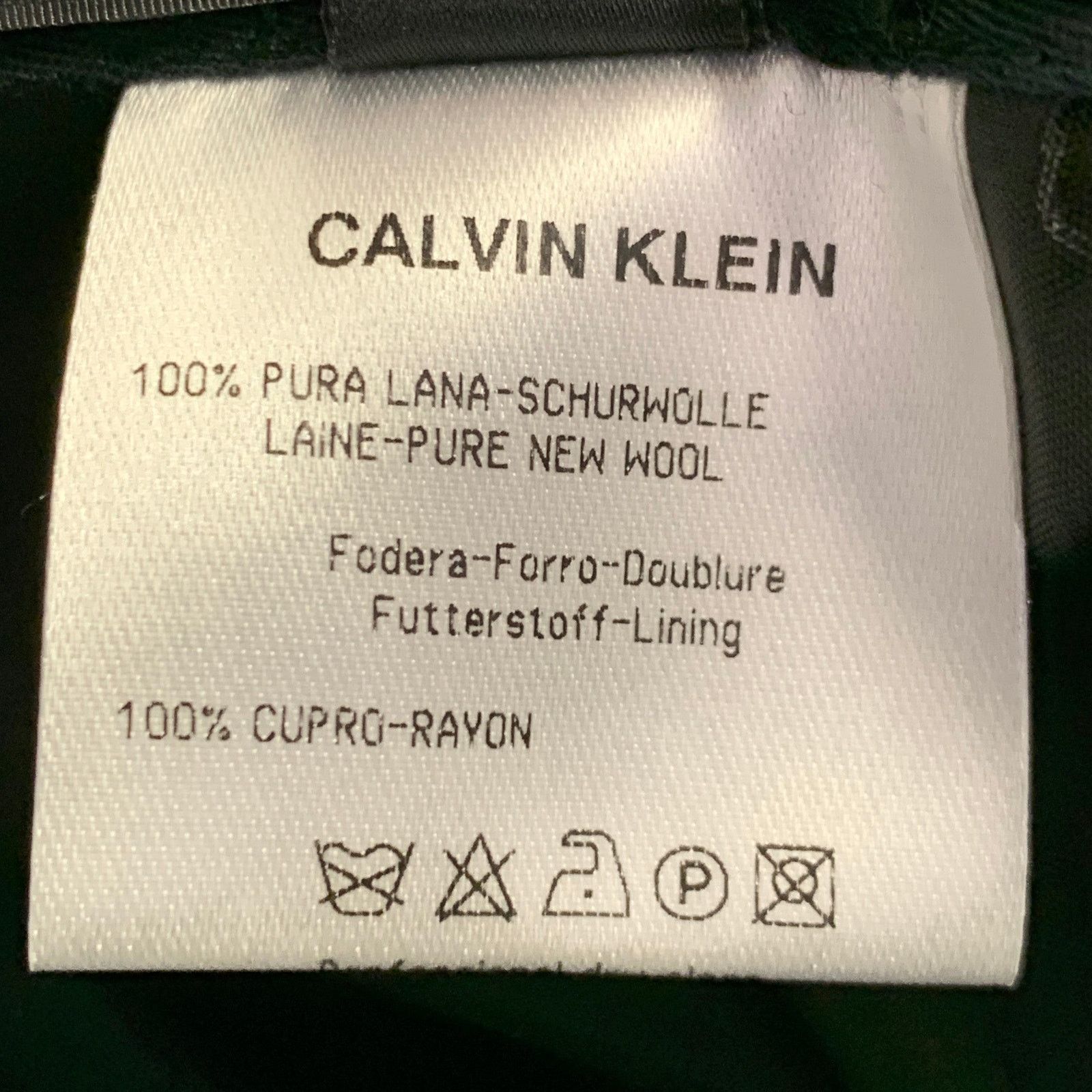 Calvin Klein Size 32 Charcoal Grid Wool Flat Front Dress Pants Size US 32 / EU 48 - 6 Thumbnail