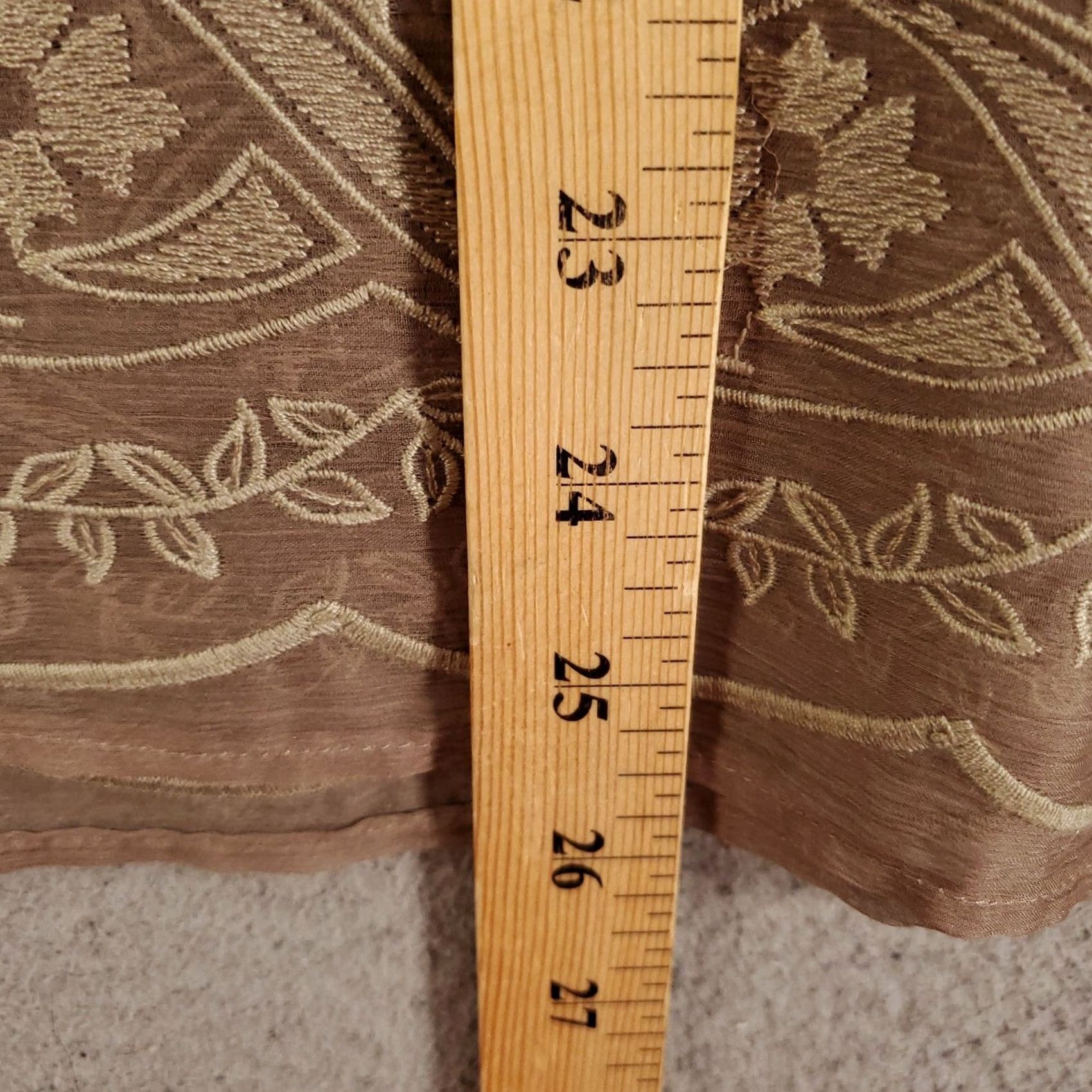 Vintage Sigrid Olsen Blouse Shirt Womens L Brown Tan Embroidered Sheer V-Neck Short Sleeve NWT W/ Tags Size L / US 10 / IT 46 - 3 Thumbnail