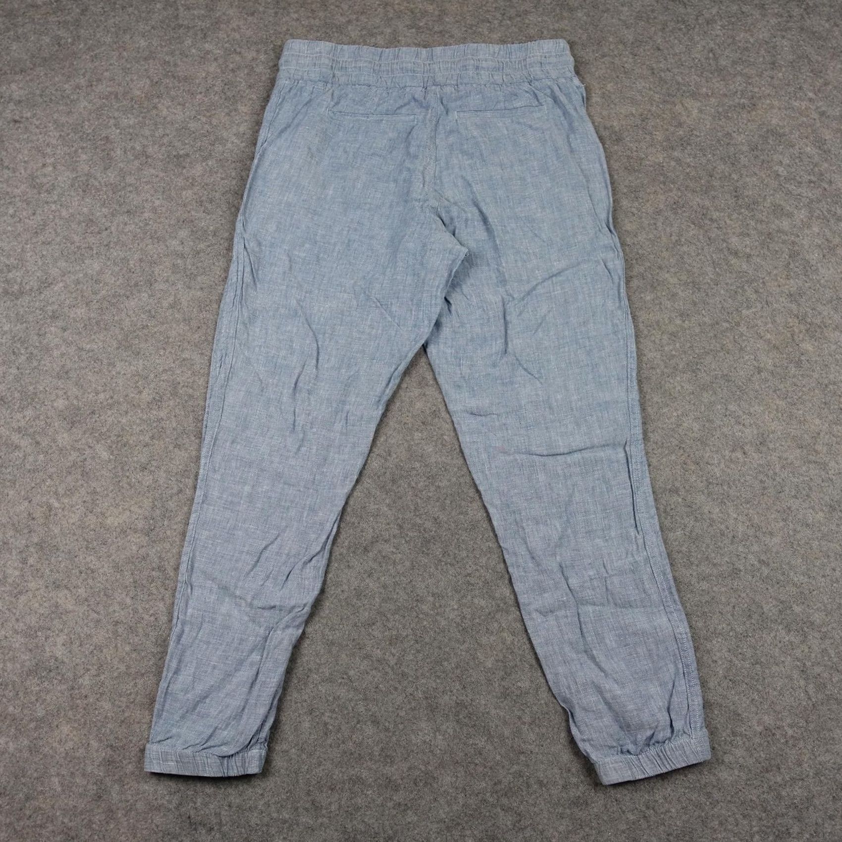 Athleta Athleta Pants Womens 6 Blue Linen Jogger Elastic Waist Zip Pocket Ankle Cuff Tapered Regular Inseam 26 in Casual Womens Size 28" / US 6 / IT 42 - 7 Thumbnail