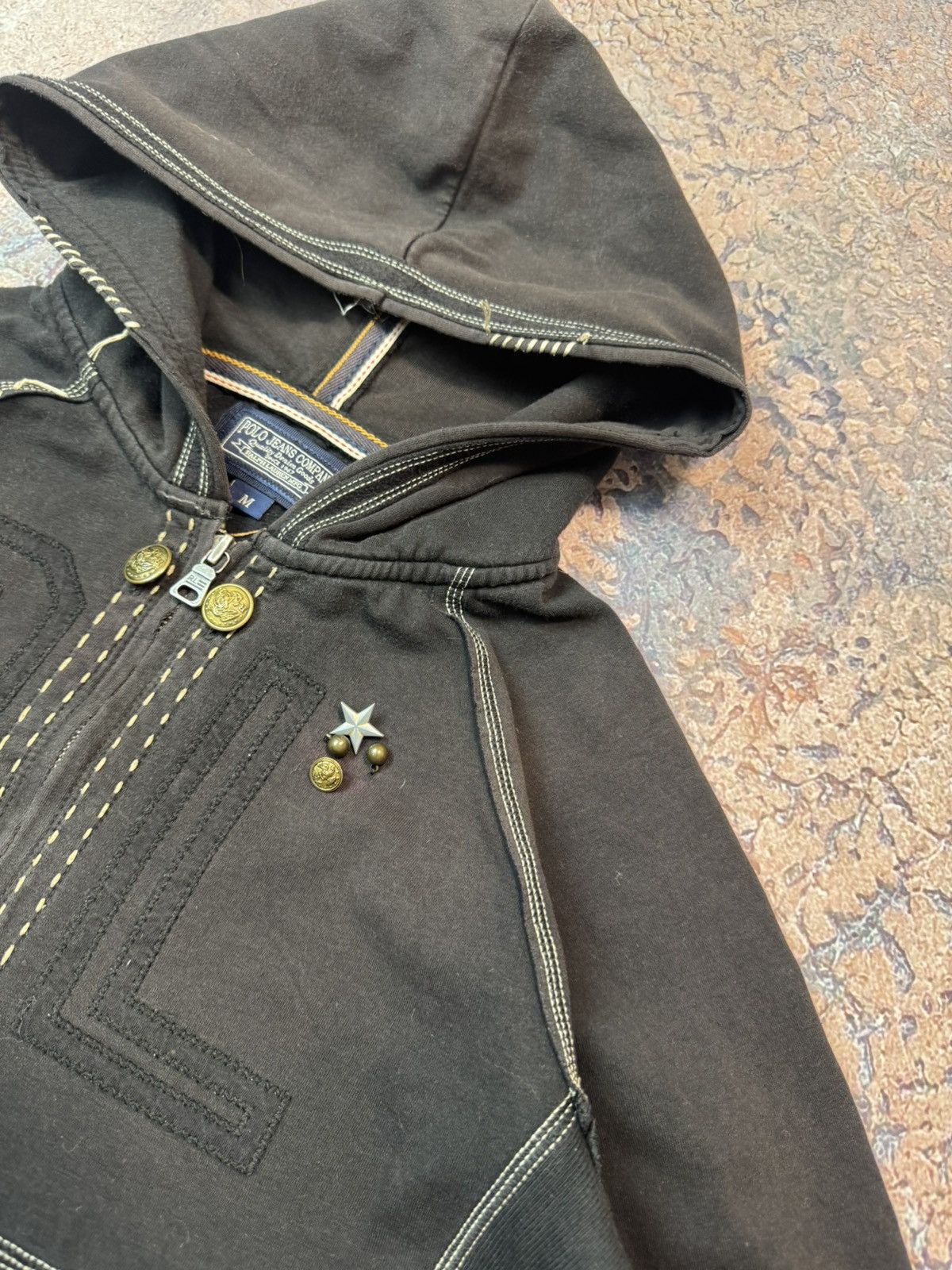 Polo Ralph Lauren Y2K Polo Ralph Lauren White Stitch Big Logo Zip Up Hoodie Size M / US 6-8 / IT 42-44 - 6 Thumbnail