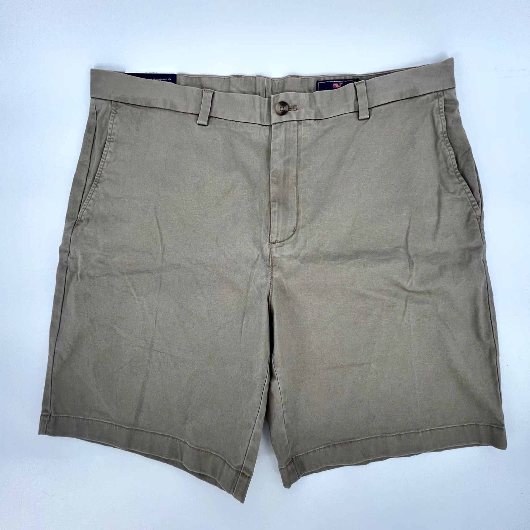 Vineyard Vines Vineyard Vines Breaker Shorts Mens 40 Chino Zip Belted Pockets 9in Inseam Beige Canvas/Solid - Outdoor, Casual, Regular Fit, 40x9 Size US 40 / EU 56 - 3 Thumbnail