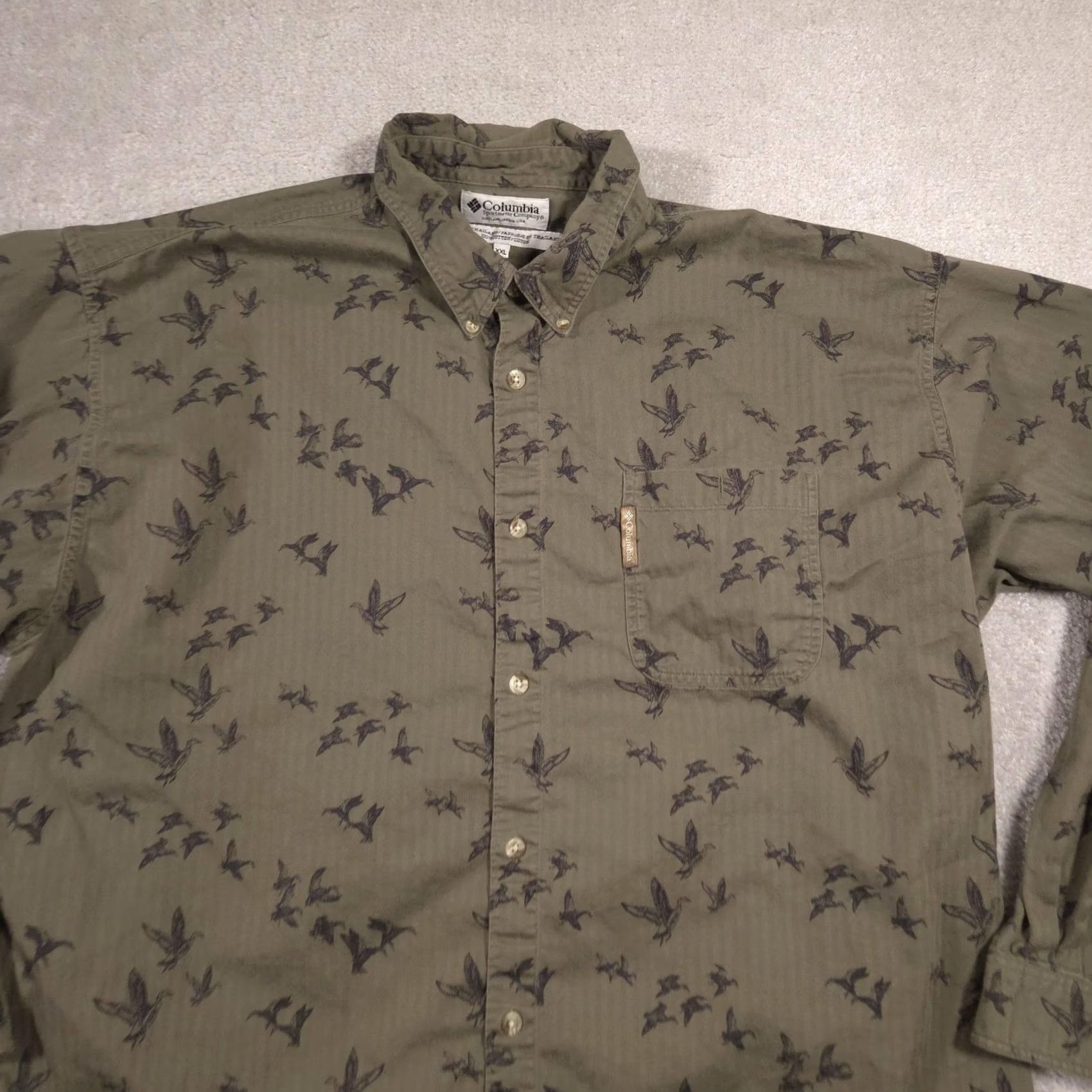 Vintage Columbia Shirt Mens 2XL Green Duck Print Button-Down Long Sleeve Casual Hunting Shirt Size US XXL / EU 58 / 5 - 3 Thumbnail