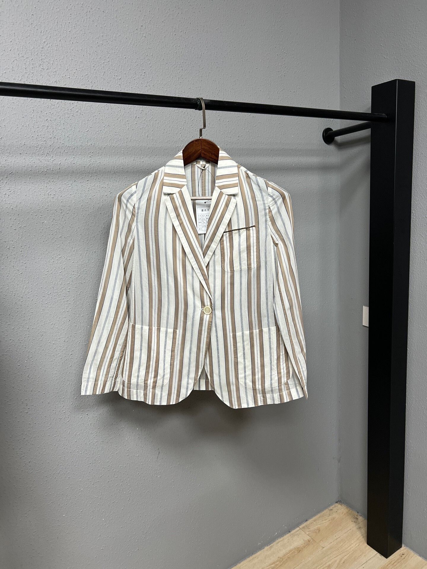 brunello cucinelli silk striped blazer
