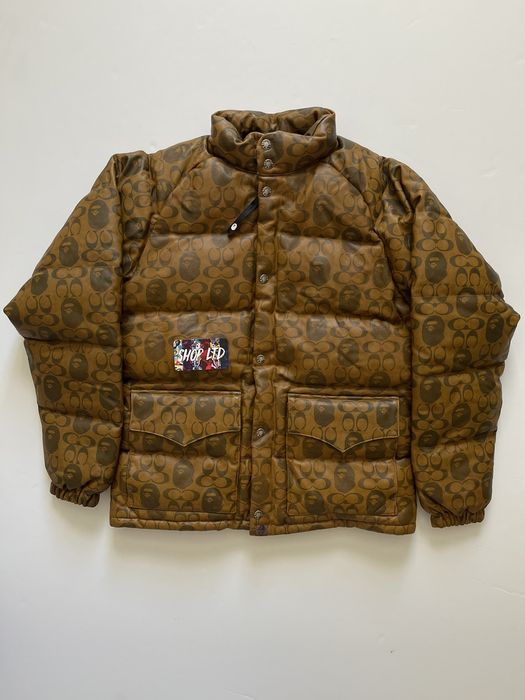 Bape A Bathing Ape X Coach Leather Down Jacket | Grailed