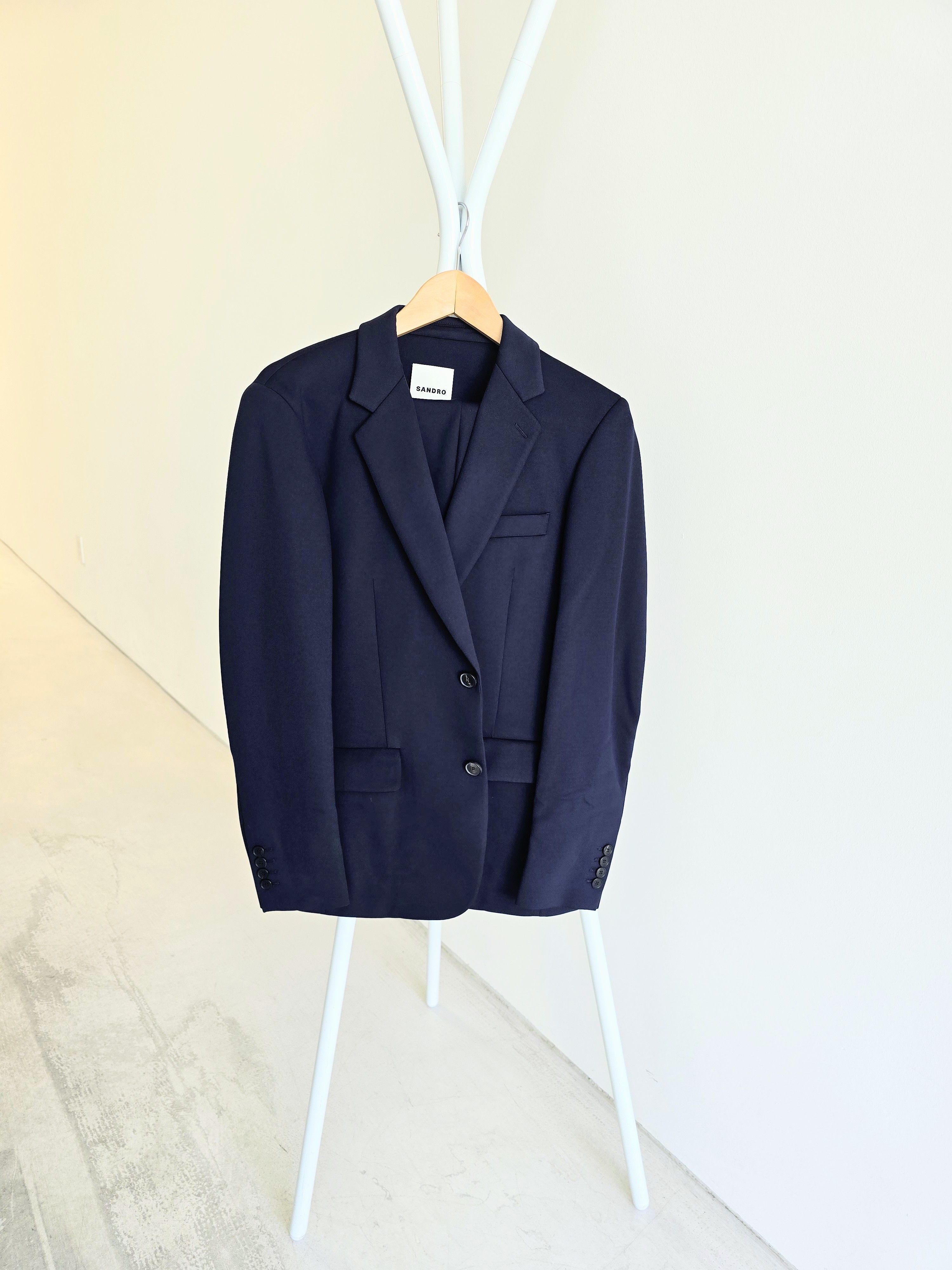 Sandro SANDRO PARIS Navy Suit 46/42 Wool Blend NWT + Garment Bag Size 46R - 7 Thumbnail