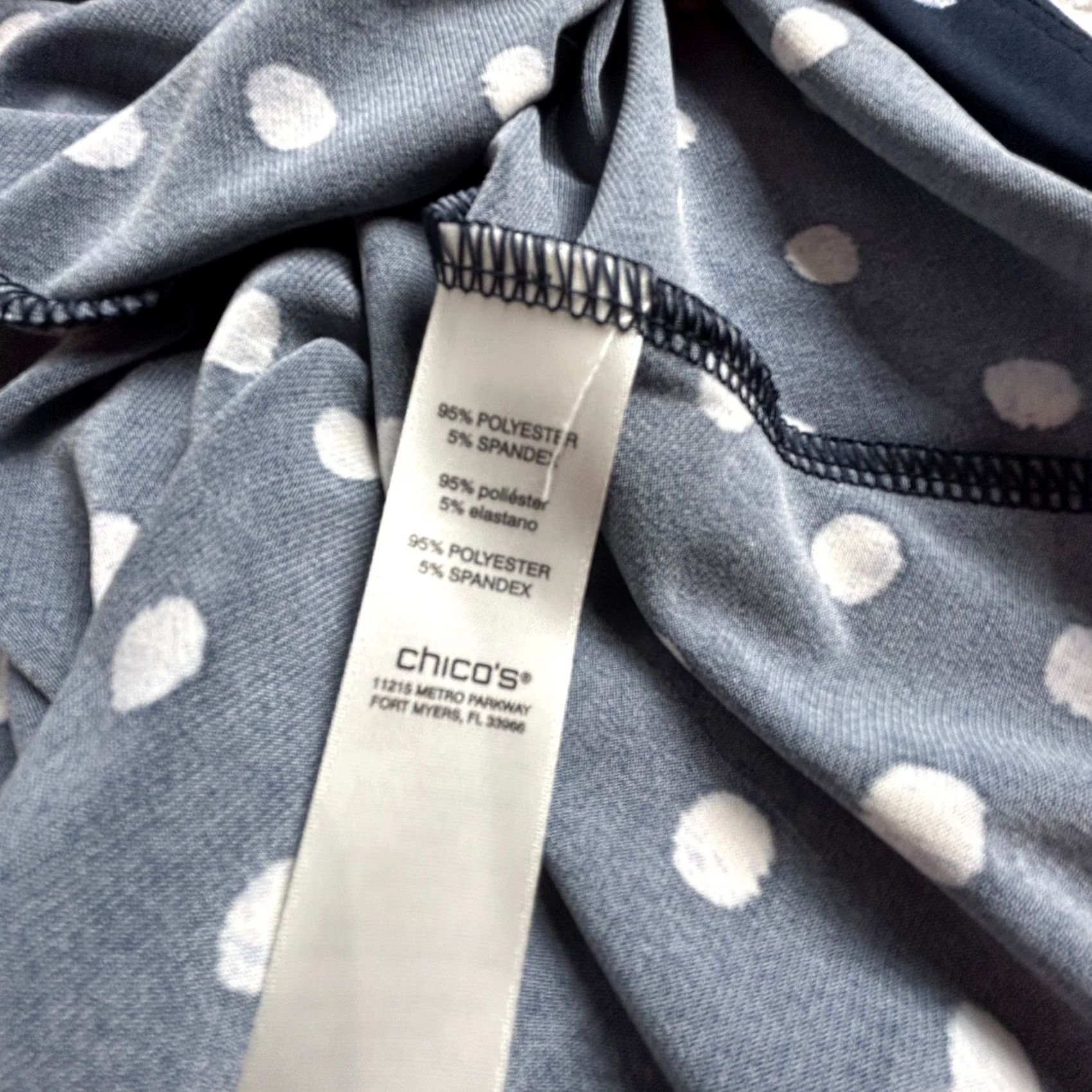 Vintage Chico's Womens Sleeveless Dress Stripe Polka Dot Blue 0 NWT Shelley Split Neck Knee Length Dress Size XS / US 0-2 / IT 36-38 - 4 Thumbnail