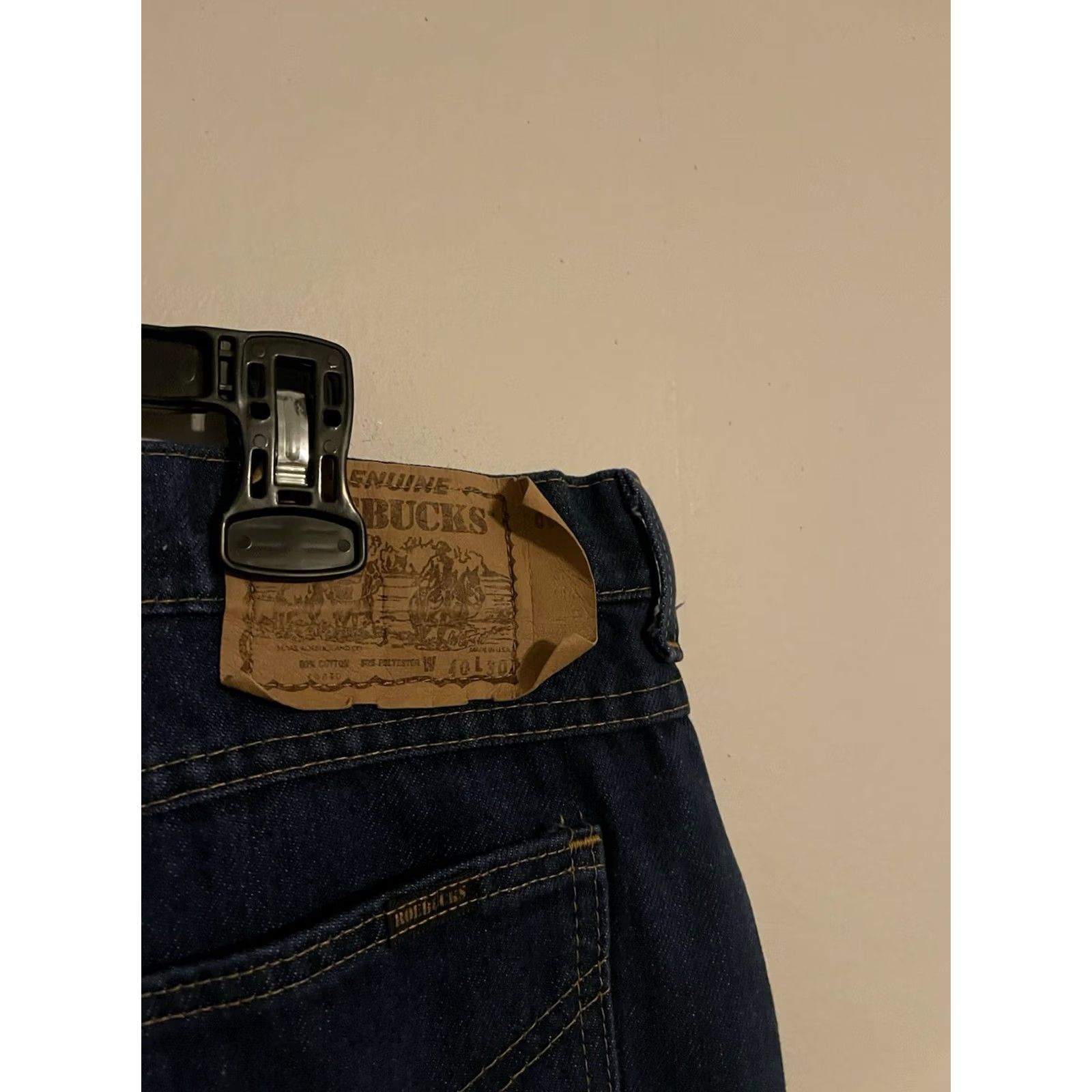 Vintage VINTAGE Roebucks Sears Made in USA Straight Denim Jeans - Men's 38x30 Blue Cotton 5-Pocket Design USA 1980s Mens Regular Jeans Size US 38 / EU 54 - 2 Thumbnail