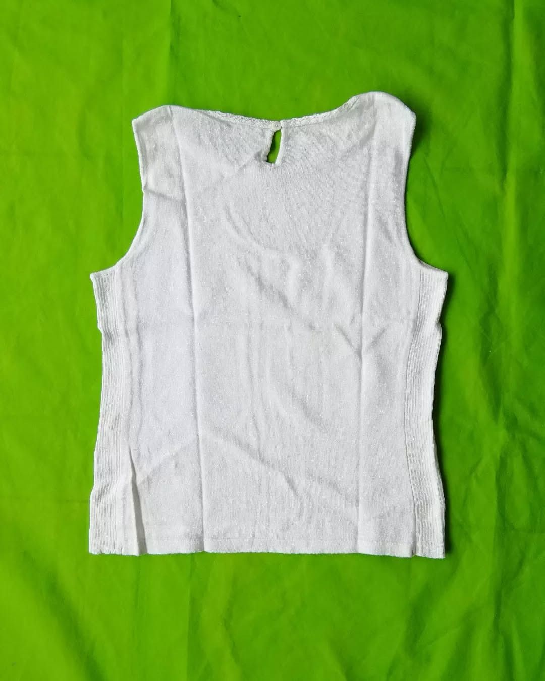 Designer × Hanae Mori × Japanese Brand Hanae Mori Basic White Sleeveless Woman Tanktop Size M / US 6-8 / IT 42-44 - 2 Thumbnail