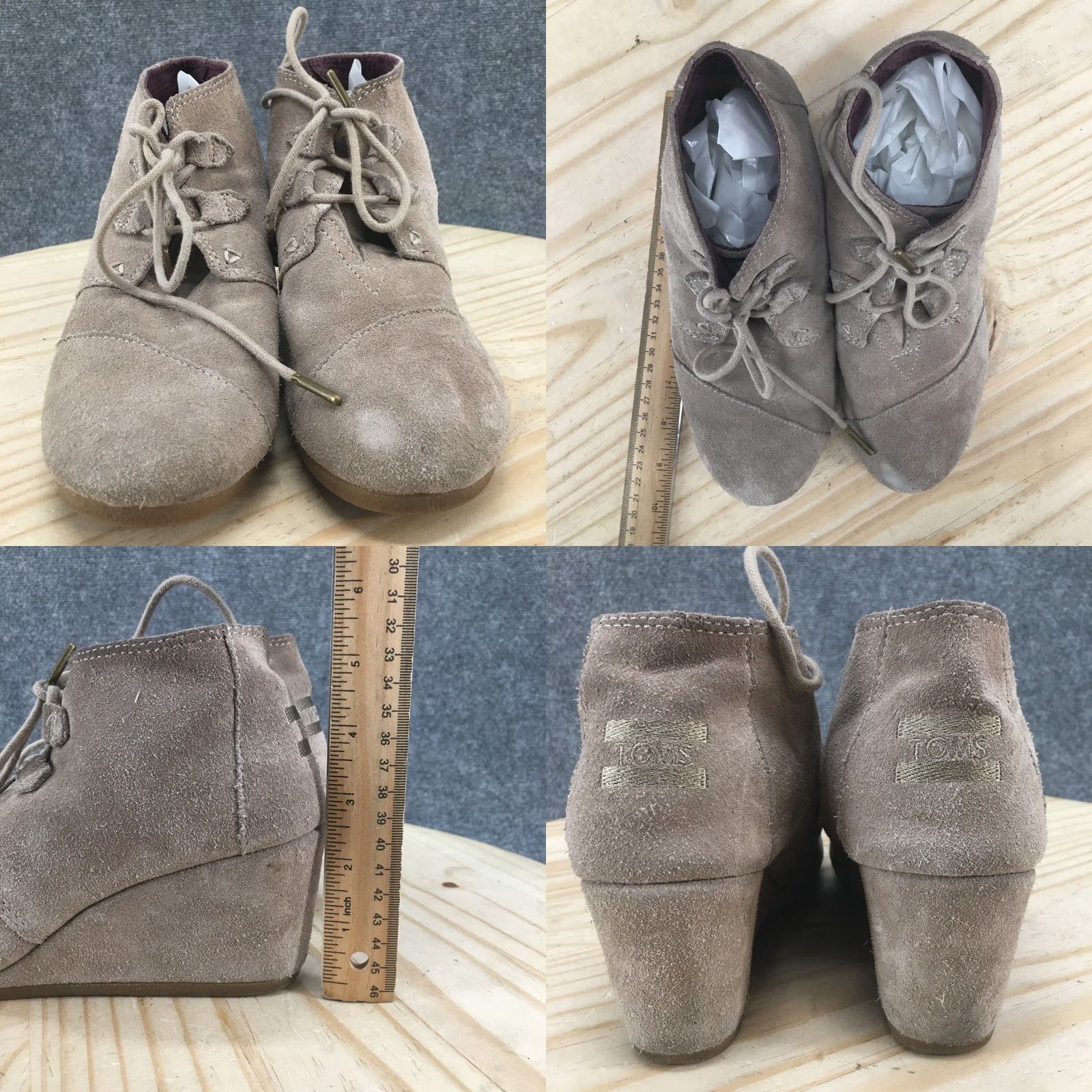 Toms TOMS Desert Boots Womens 8.5 Kala Desert Gray Lace Up Wedge Ankle Top 10012956 Size M / US 6-8 / IT 42-44 - 8 Thumbnail