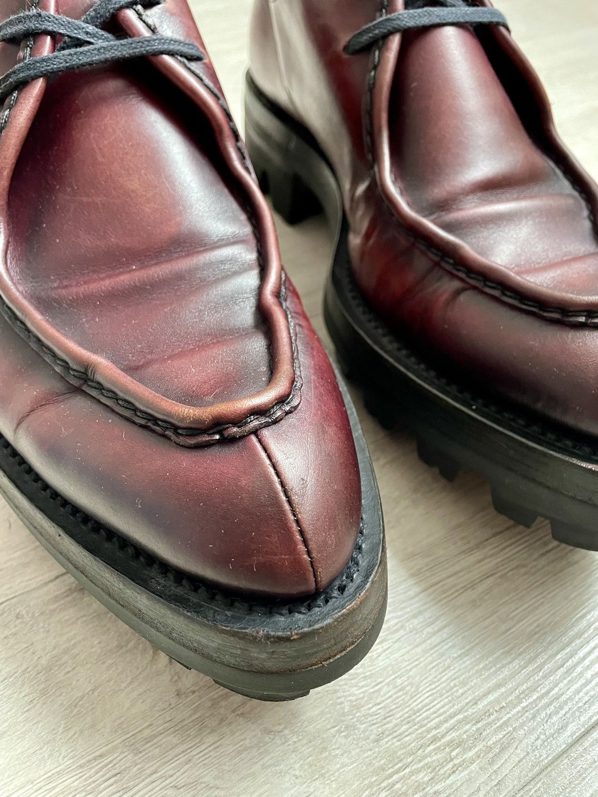 Prada Rare Prada FW13 Runaway Calfskin Burgundy Lug Sole Creepers Size US 9 / EU 42 - 10 Thumbnail