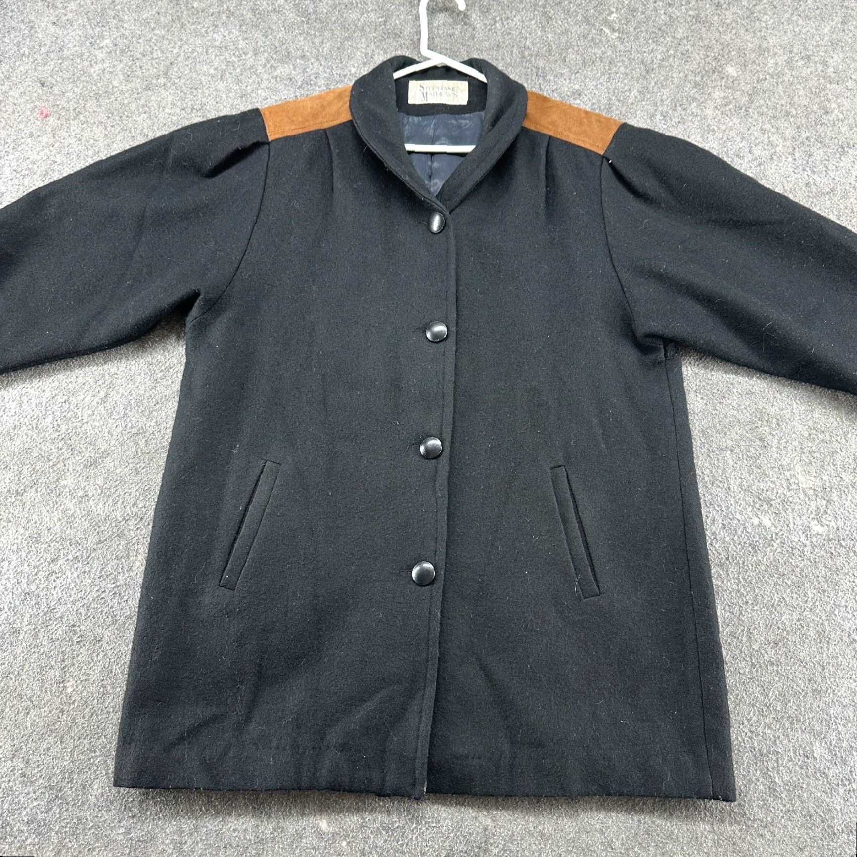 Vintage VINTAGE Stephanie Mathews Coat 14 Black Wool Shawl Collar Long Overcoat 90s Womens Size XL / US 12-14 / IT 48-50 - 4 Thumbnail