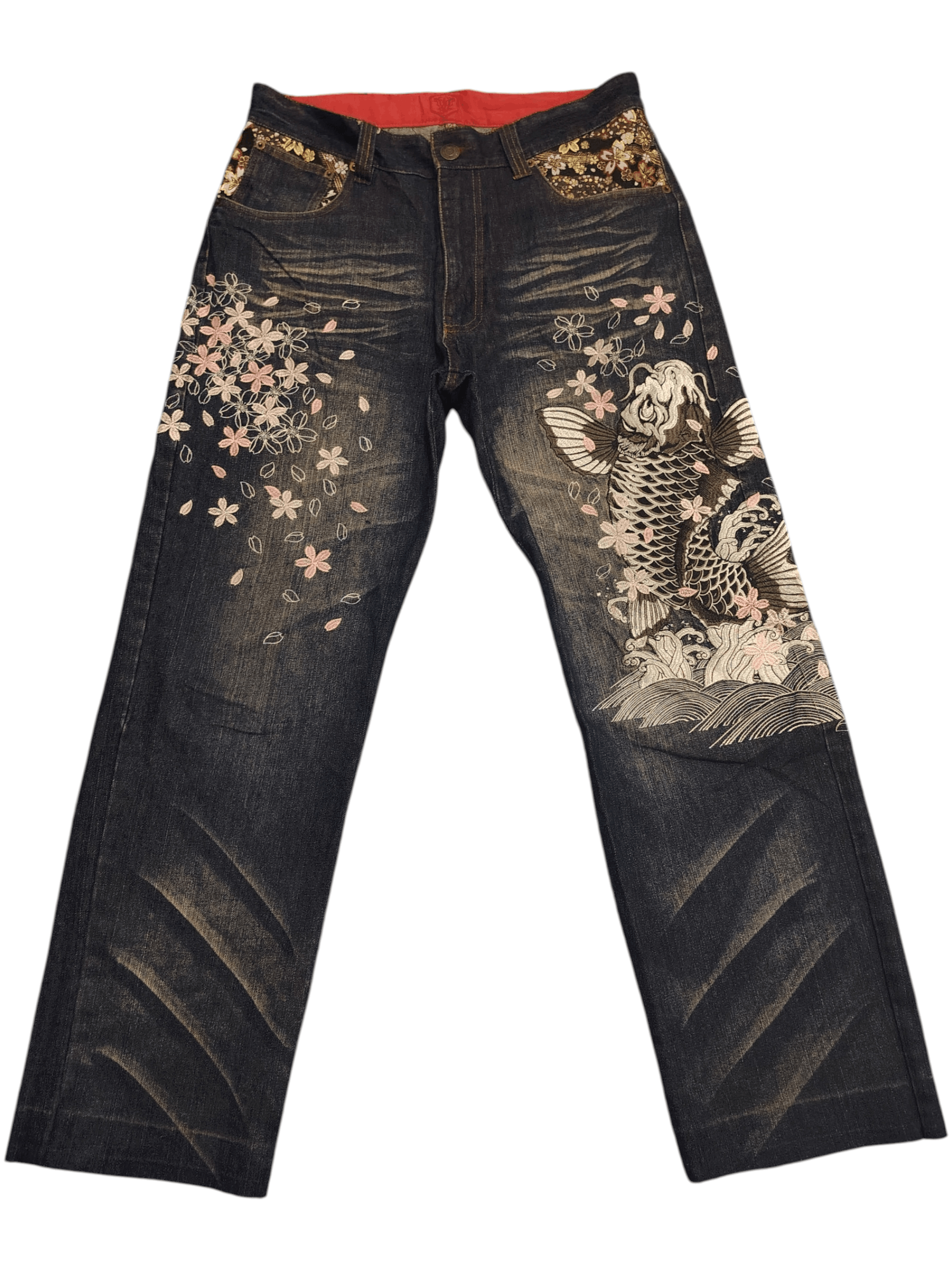 Karakuri Tamashii The Japanese Tradition Karakuri Style Embroidered Jeans Size US 32 / EU 48 - 2 Thumbnail