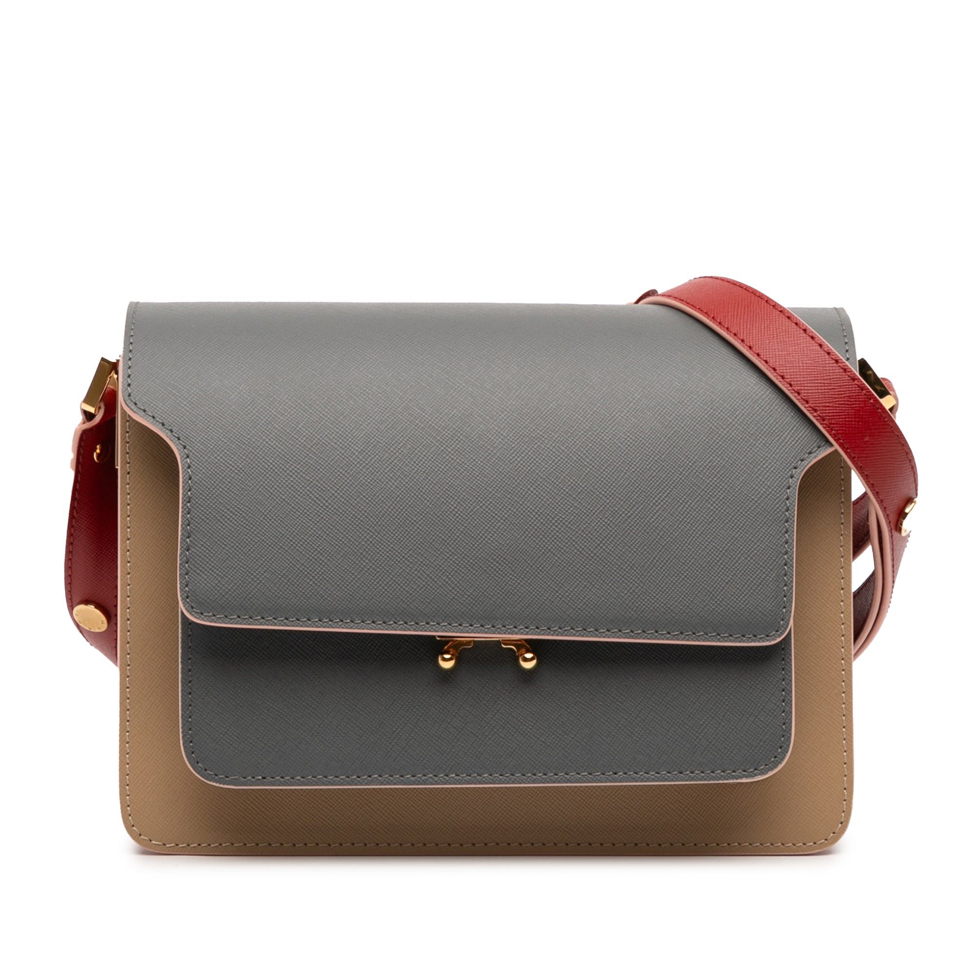 Tricolor Leather Trunk Crossbody