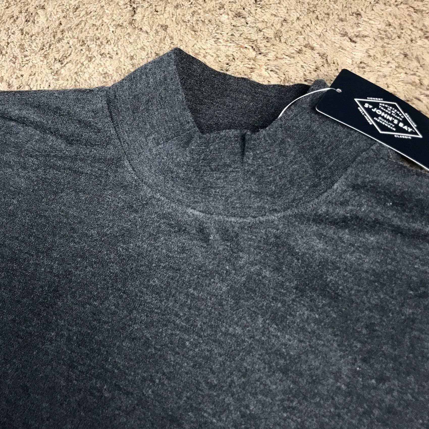 Vintage St. John's Bay Men's 2XL Dark Gray Mockneck Long Sleeve T-Shirt Size US XXL / EU 58 / 5 - 4 Thumbnail