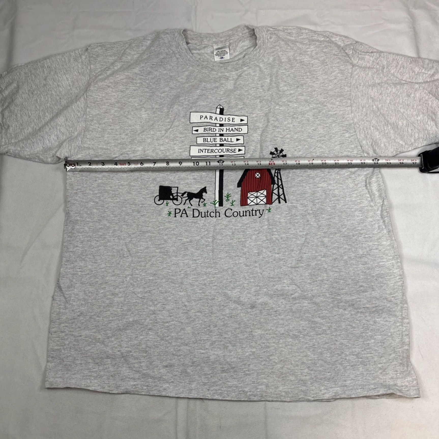 Anvil VINTAGE Anvil T-Shirt Men’s 2XL Gray Bar Roadsigns PA Dutch Country Amish Shirt Mens Size US XXL / EU 58 / 5 - 4 Thumbnail