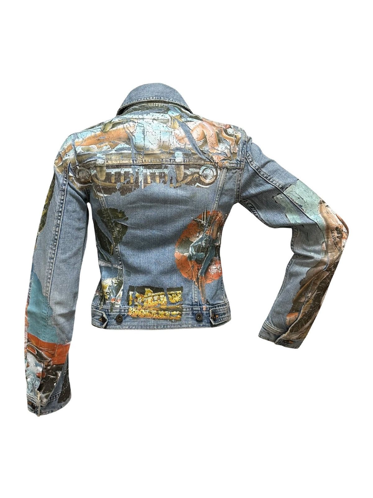 Dolce & Gabbana D&G Spring Summer 2002 Painted Denim Jacket Size XS / US 0-2 / IT 36-38 - 2 Thumbnail