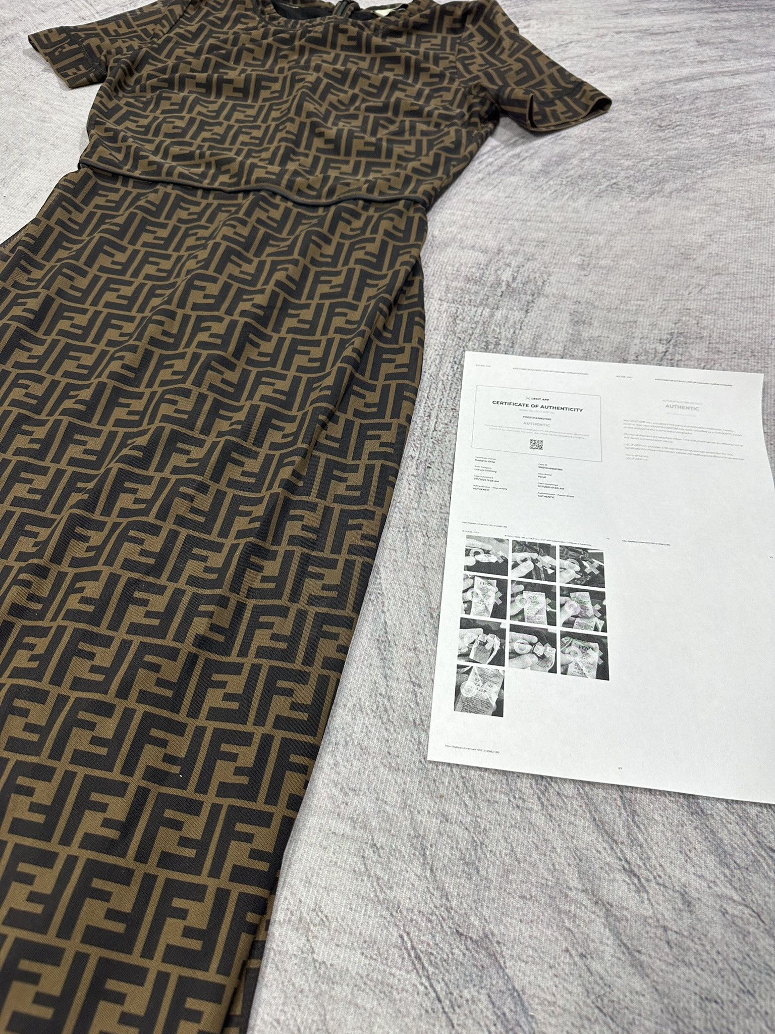 Fendi Fendi Midi Dress FF Monogram Zucca Mesh Sheath Brown Logo Size S / US 4 / IT 40 - 3 Thumbnail