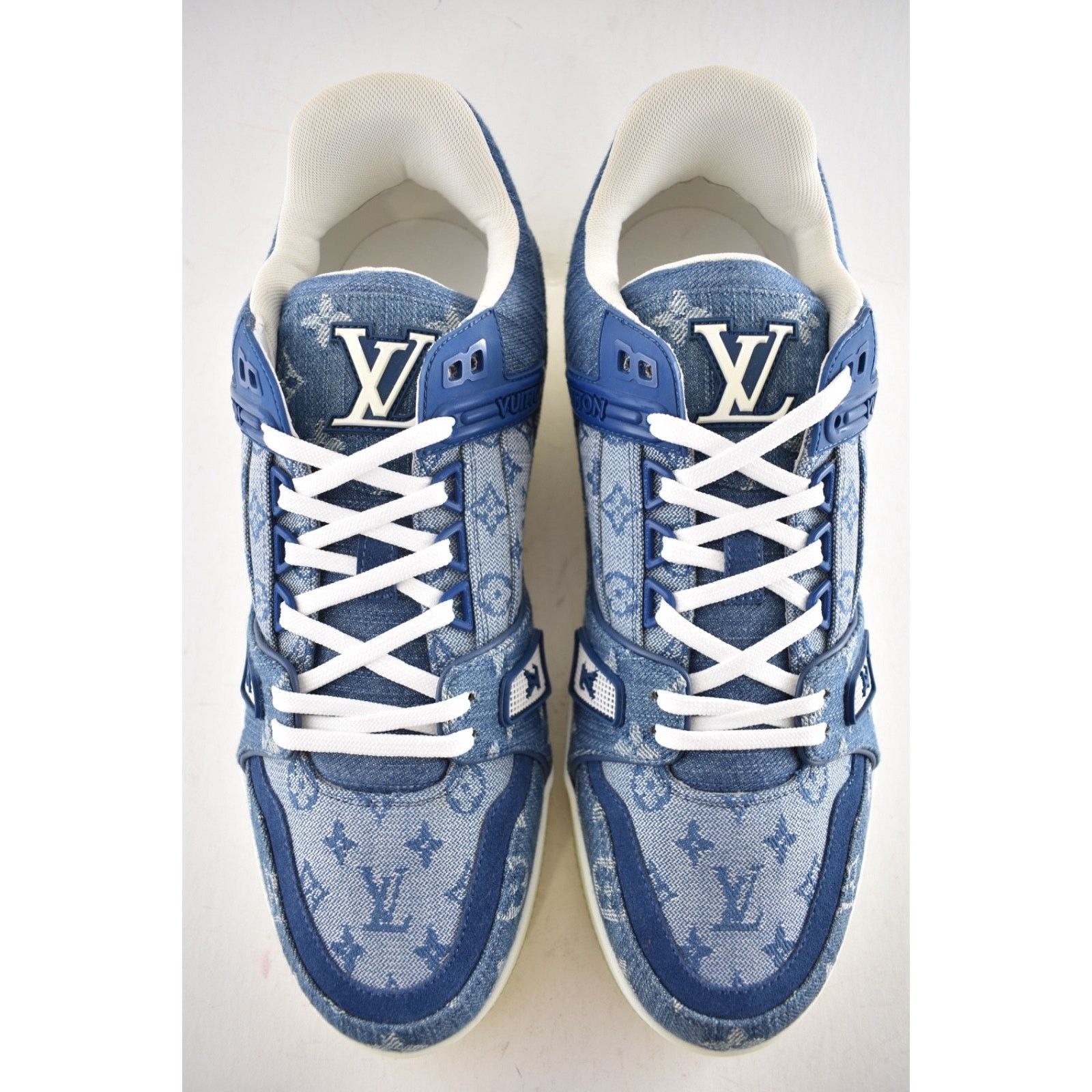 Louis Vuitton Louis Vuitton Blue Denim Monogram LV Logo Low Top Trainer Size US 10 / EU 43 - 9 Thumbnail