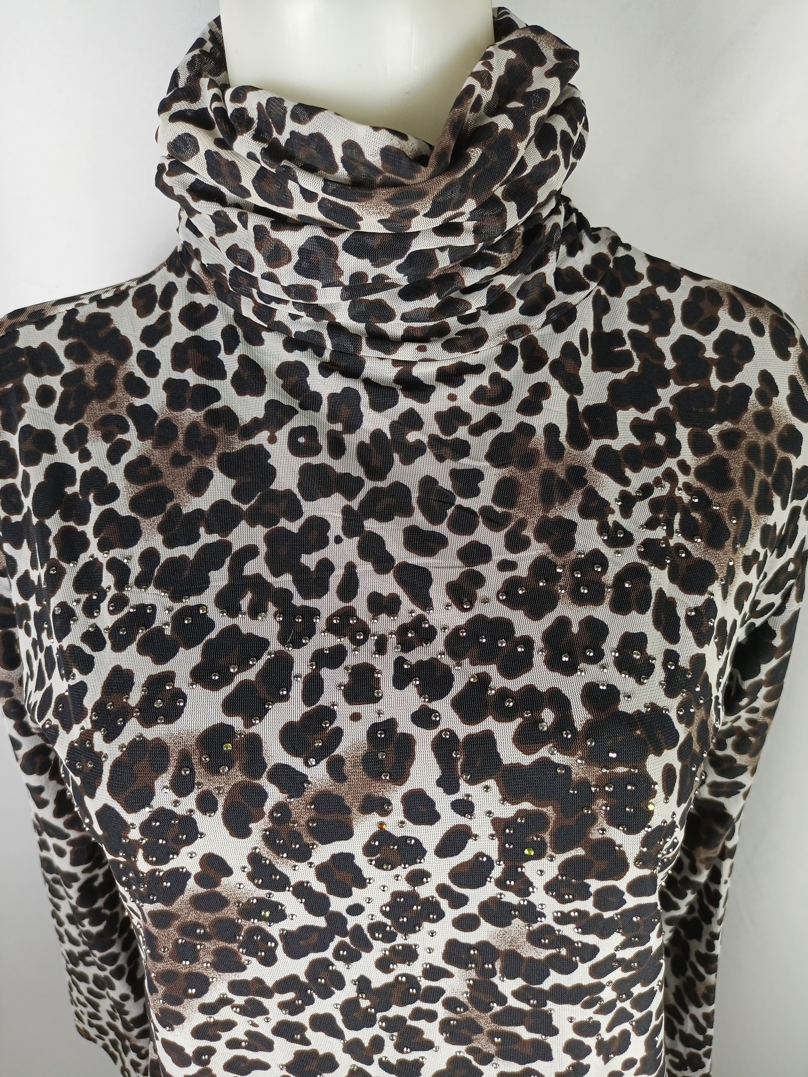 If Six Was Nine × Japanese Brand × Vintage Women's Long Sleeve Rhinestones Leopard Print Turtleneck Size M / US 6-8 / IT 42-44 - 9 Thumbnail