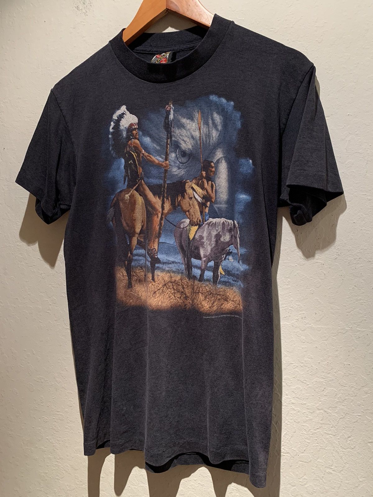 Vintage organic mens shirt tribal patch - L /XL
