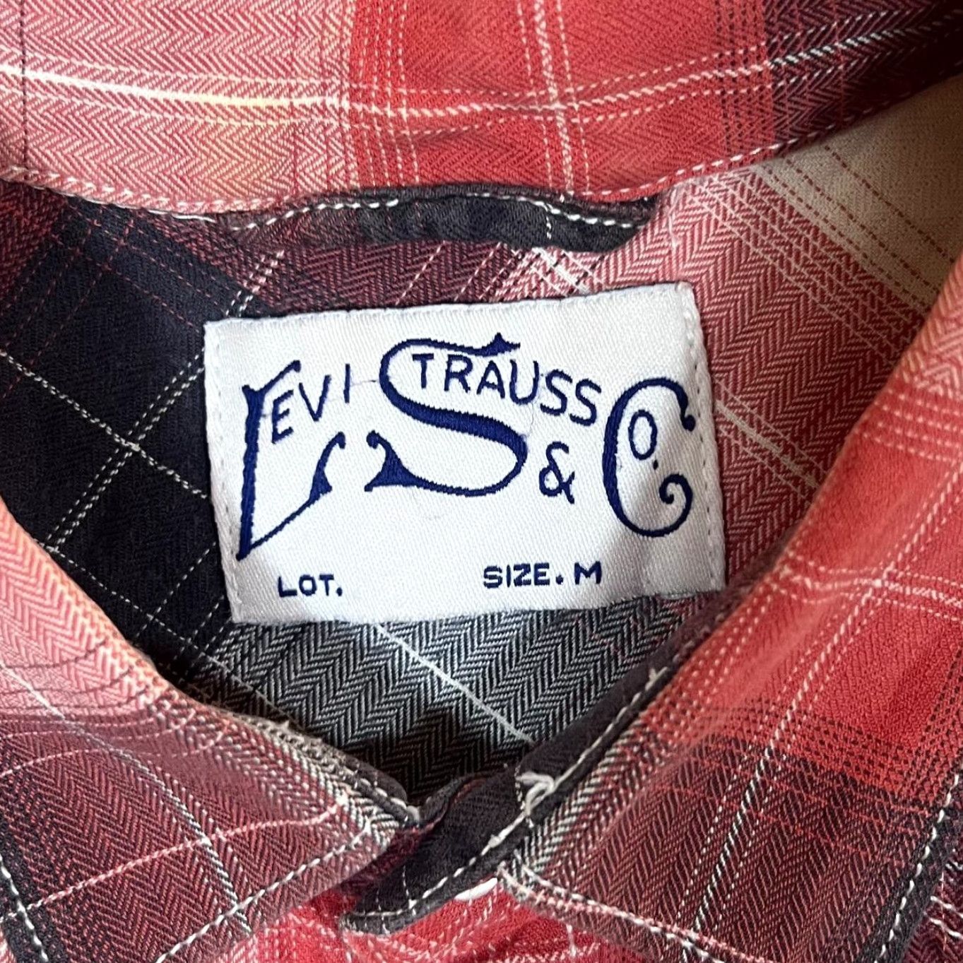 Levi's Levi Strauss & Co Levi's Red Plaid Check Western Popper Long Sleeve Shirt Medium Men Modern Pattern Check-Red/Black/Grey/White Christmas 1970s Size US M / EU 48-50 / 2 - 4 Thumbnail