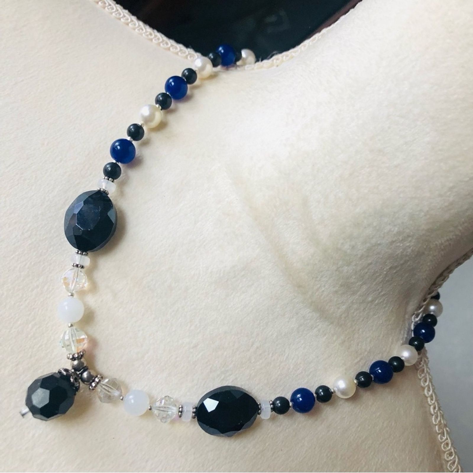 Handmade Handcrafted lazurite faceted jet crystal necklace Size ONE SIZE - 1 Thumbnail