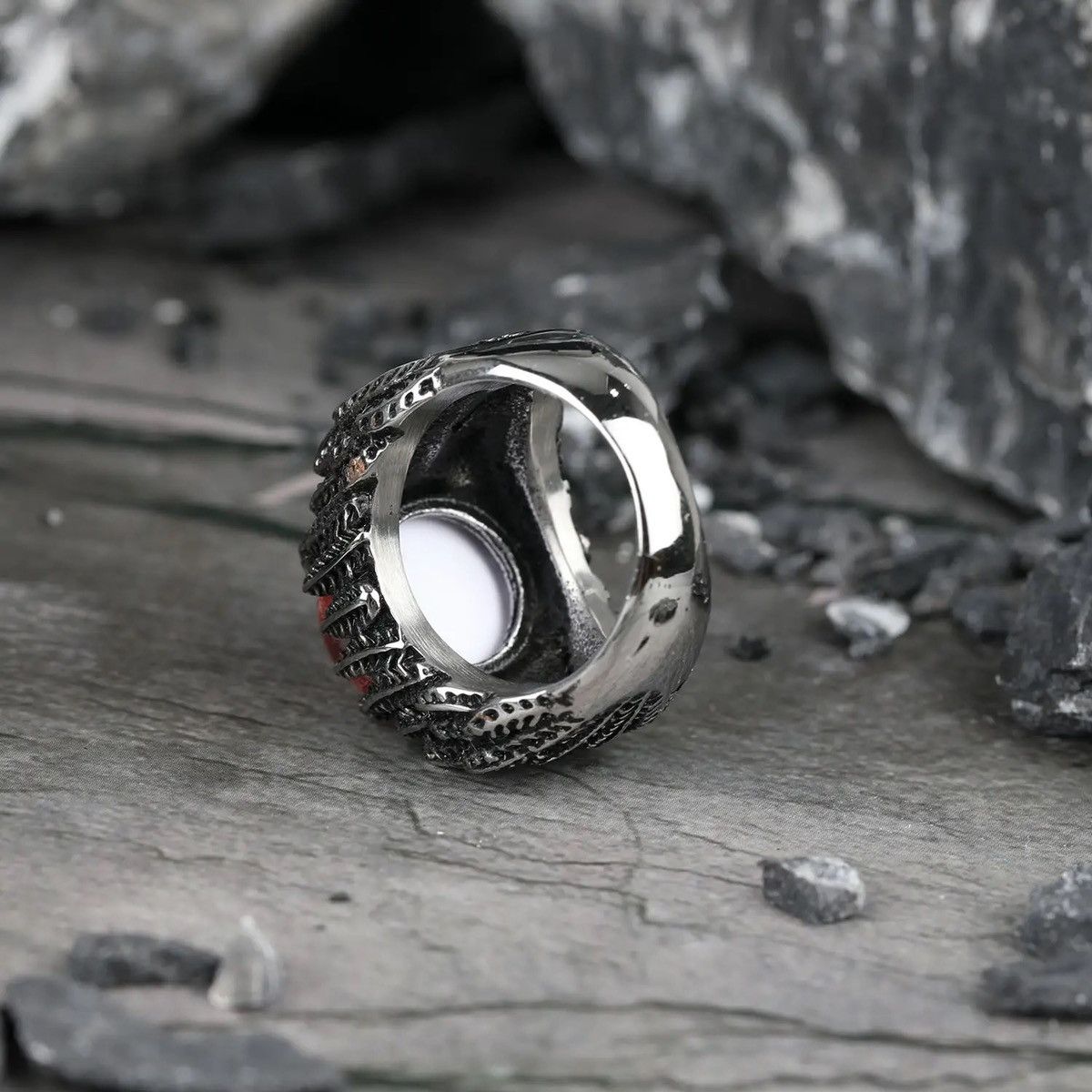 Jewelry Feather Evil Eye Ring Size ONE SIZE - 4 Thumbnail